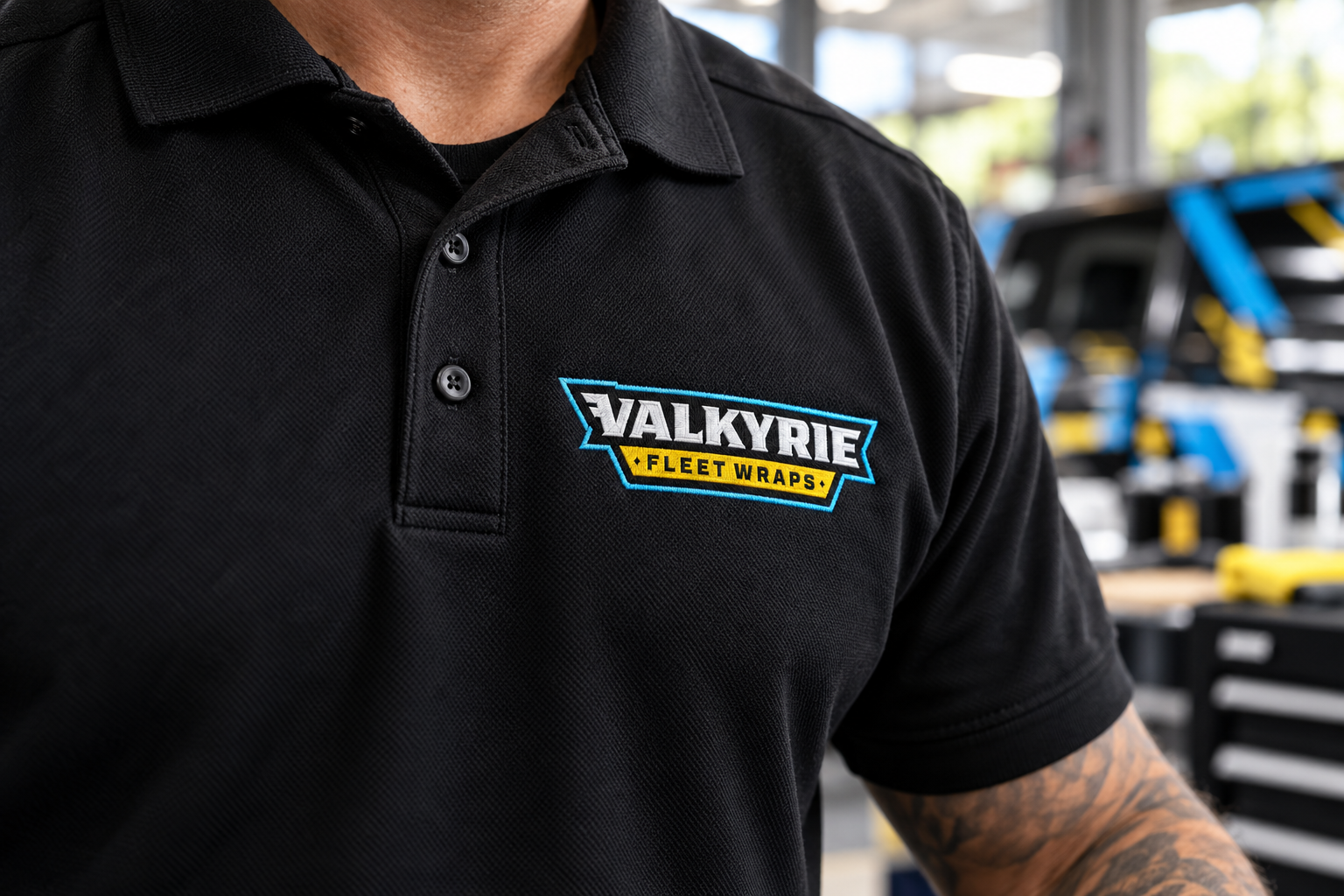 AI-generated brand concept for Valkyrie Fleet Wraps: uniform.