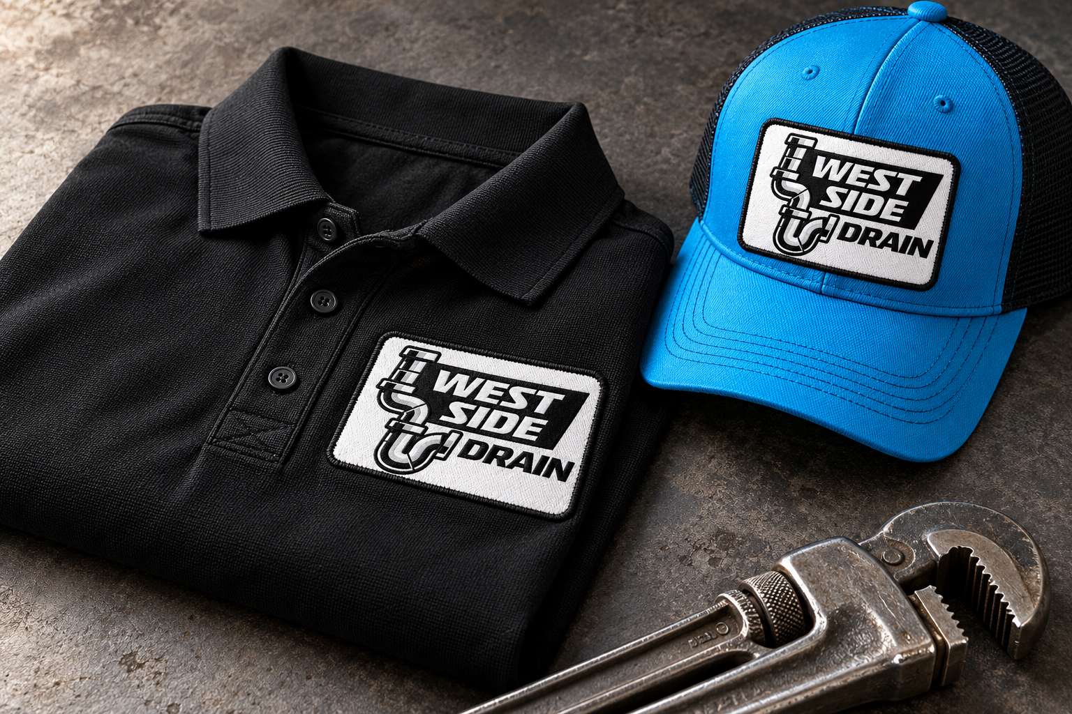 AI-generated brand concept for West Side Drain: workwear.