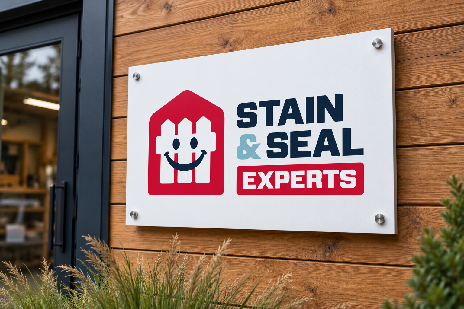 AI-generated brand concept for Stain and Seal Experts: studio sign.