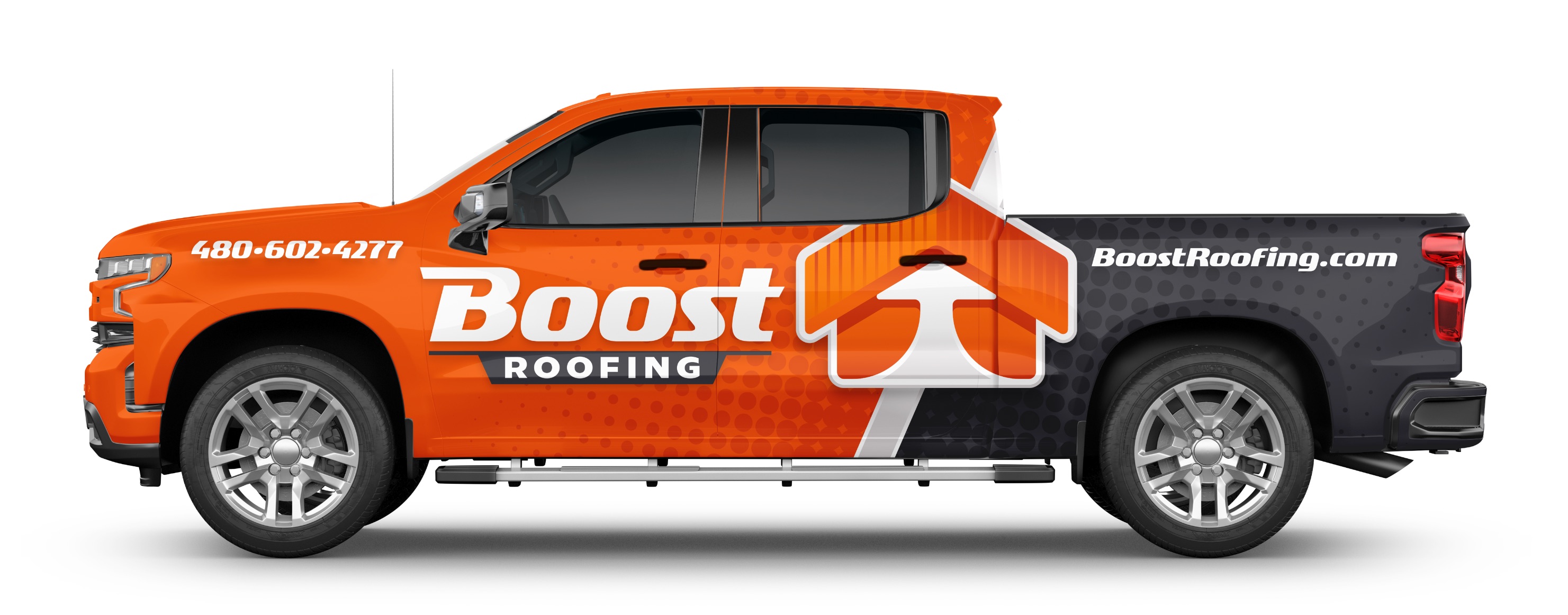 Boost Roofing — original approved pickup wrap
