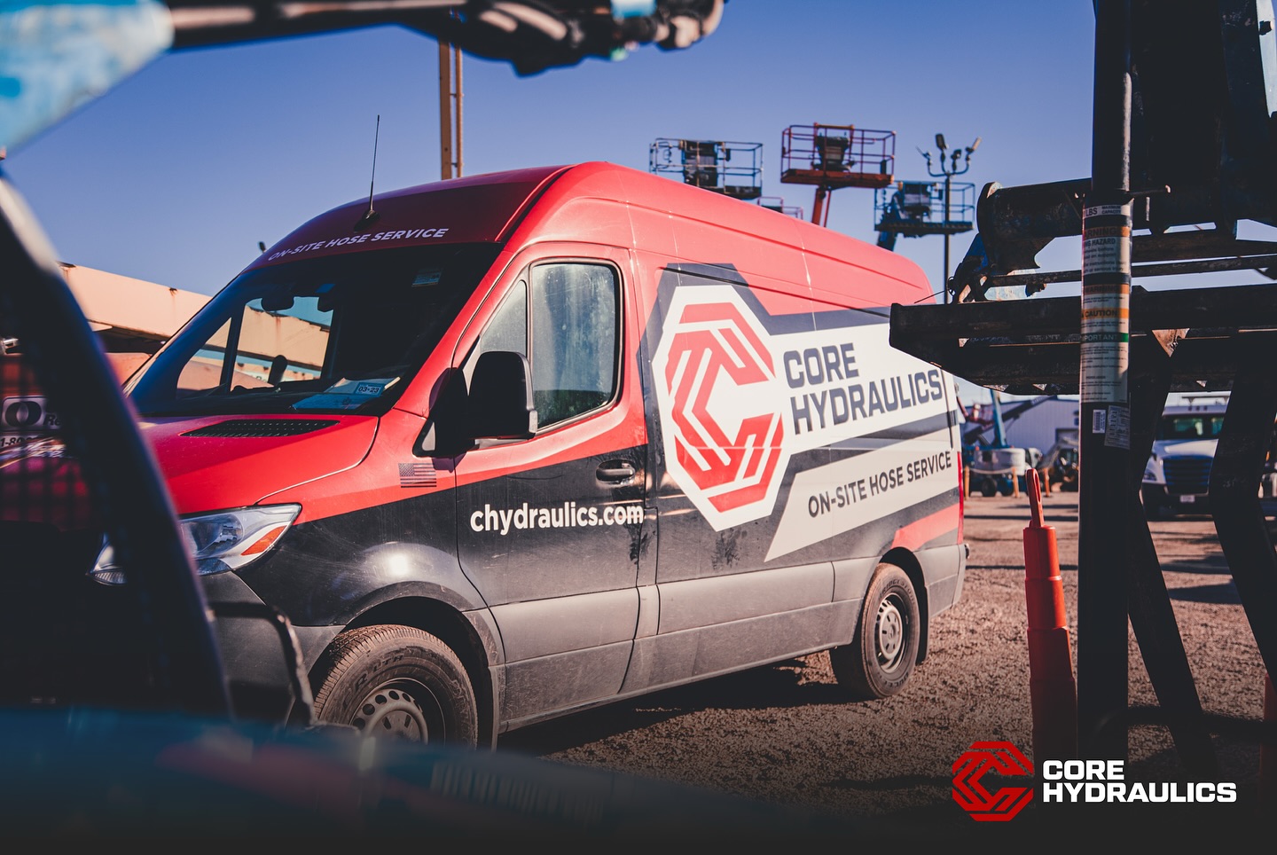 Core Hydraulics branded service van, original portfolio photograph.