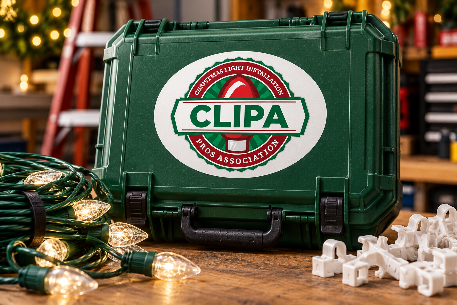 Illustrative brand application concept for CLIPA: installation gear case.
