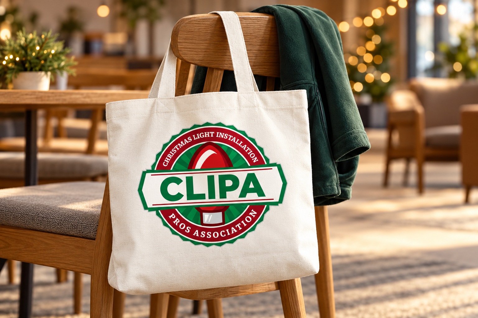 Illustrative brand application concept for CLIPA: event tote.