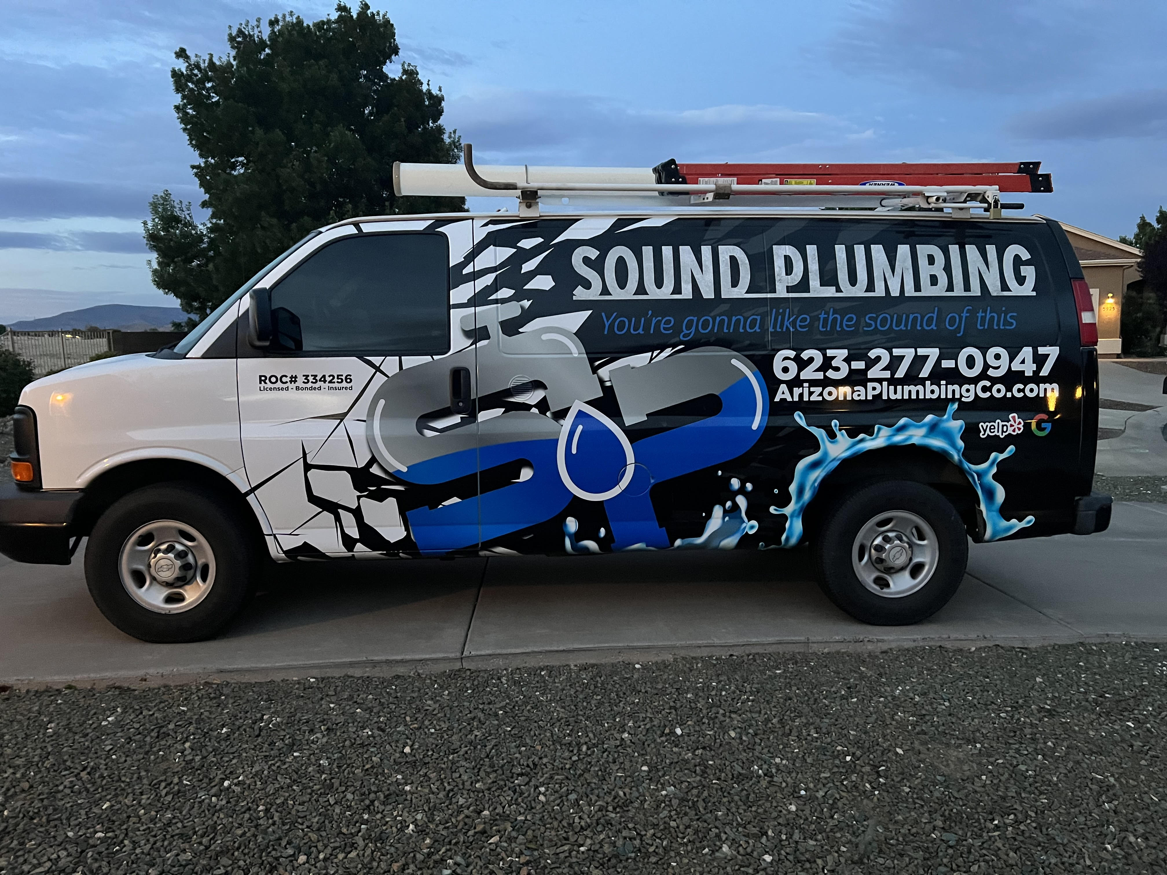 Before: Sound Plumbing Express van with its previous lettering.