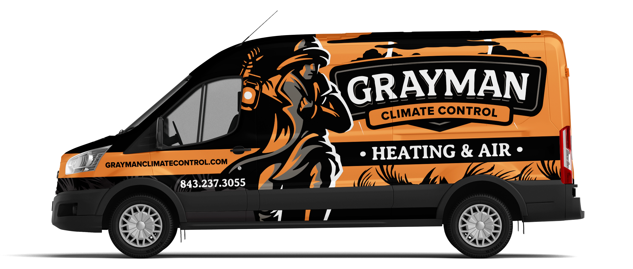 After: Grayman Climate Control finished vehicle wrap mockup.