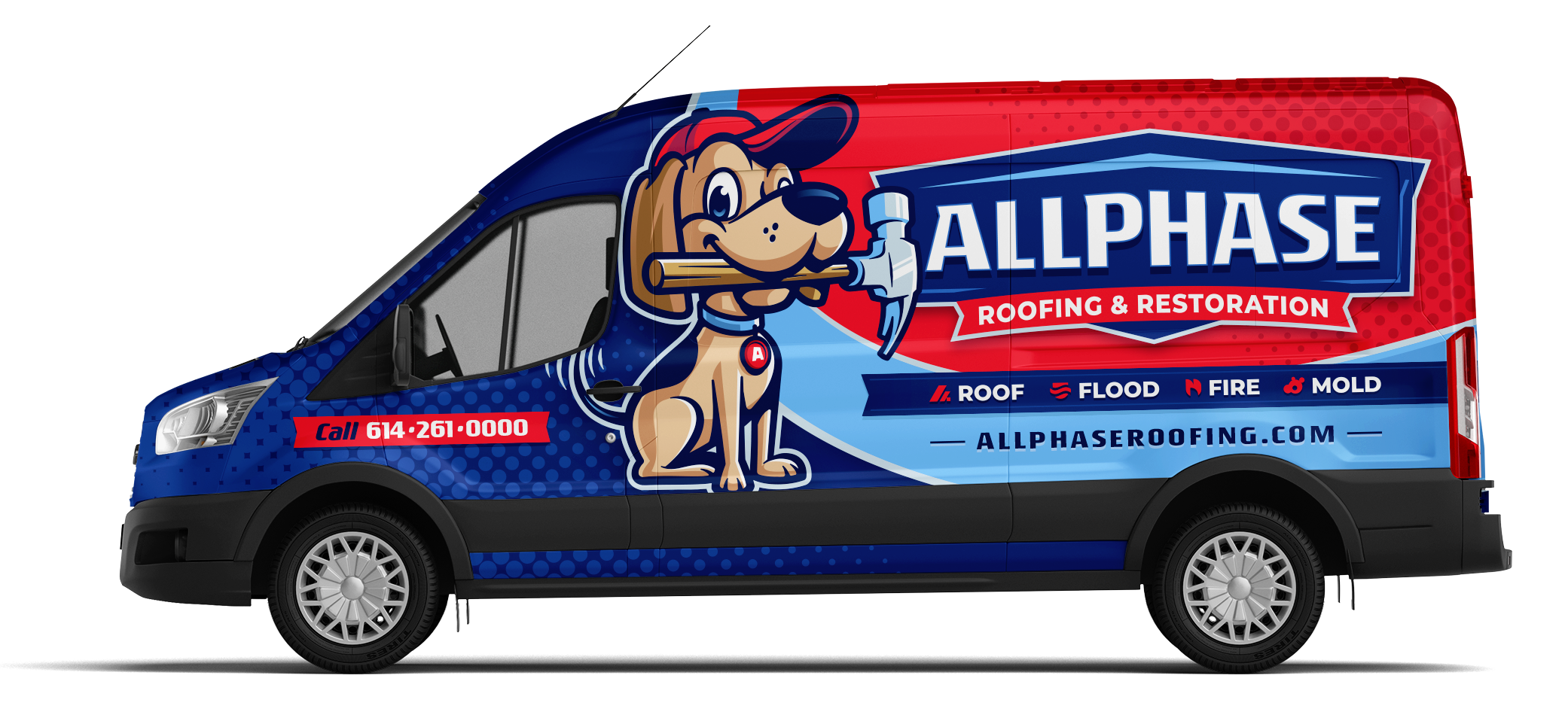 After design mockup: approved AllPhase Restoration vehicle-wrap design.