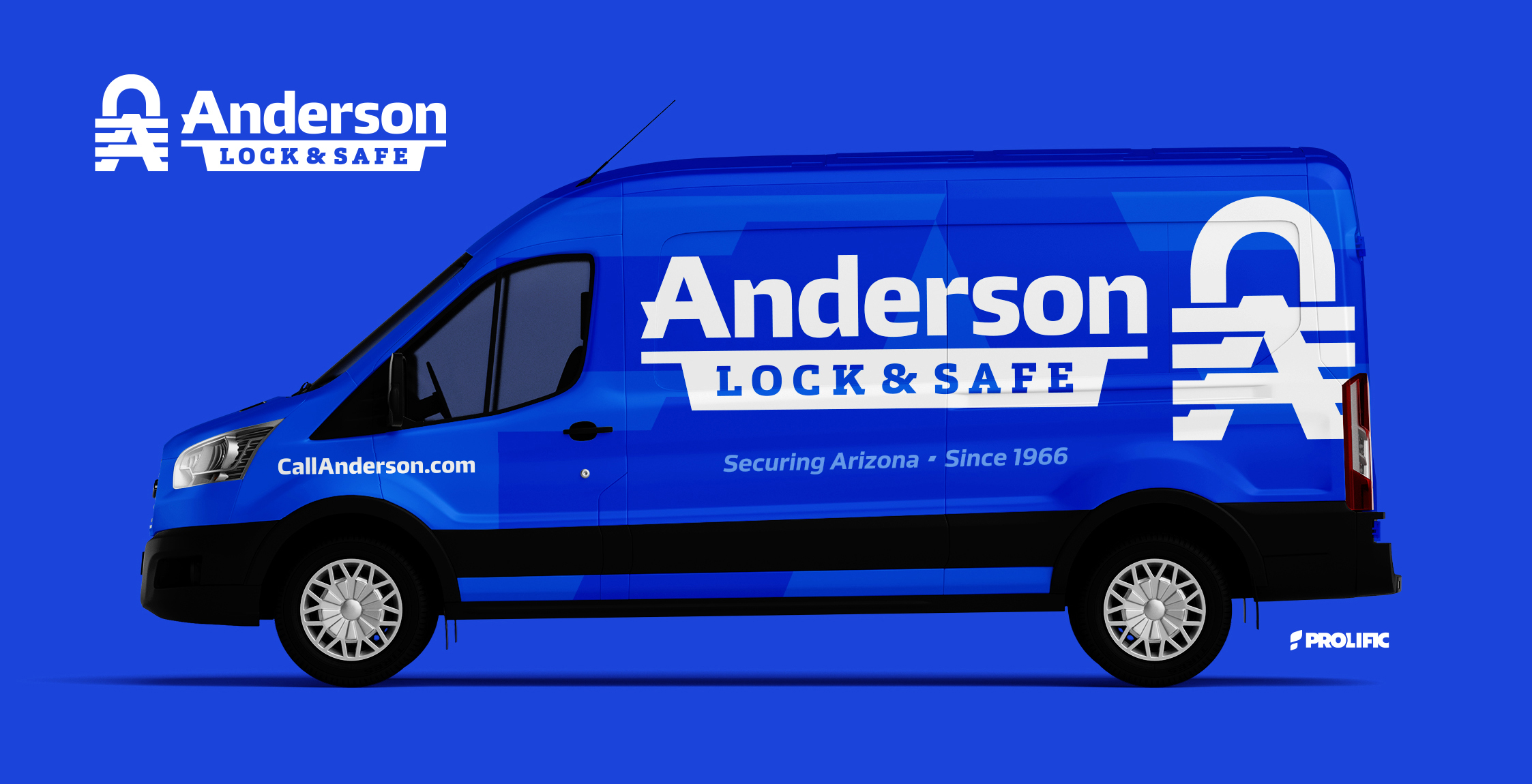 After design mockup: approved Anderson Lock & Safe vehicle-wrap design.