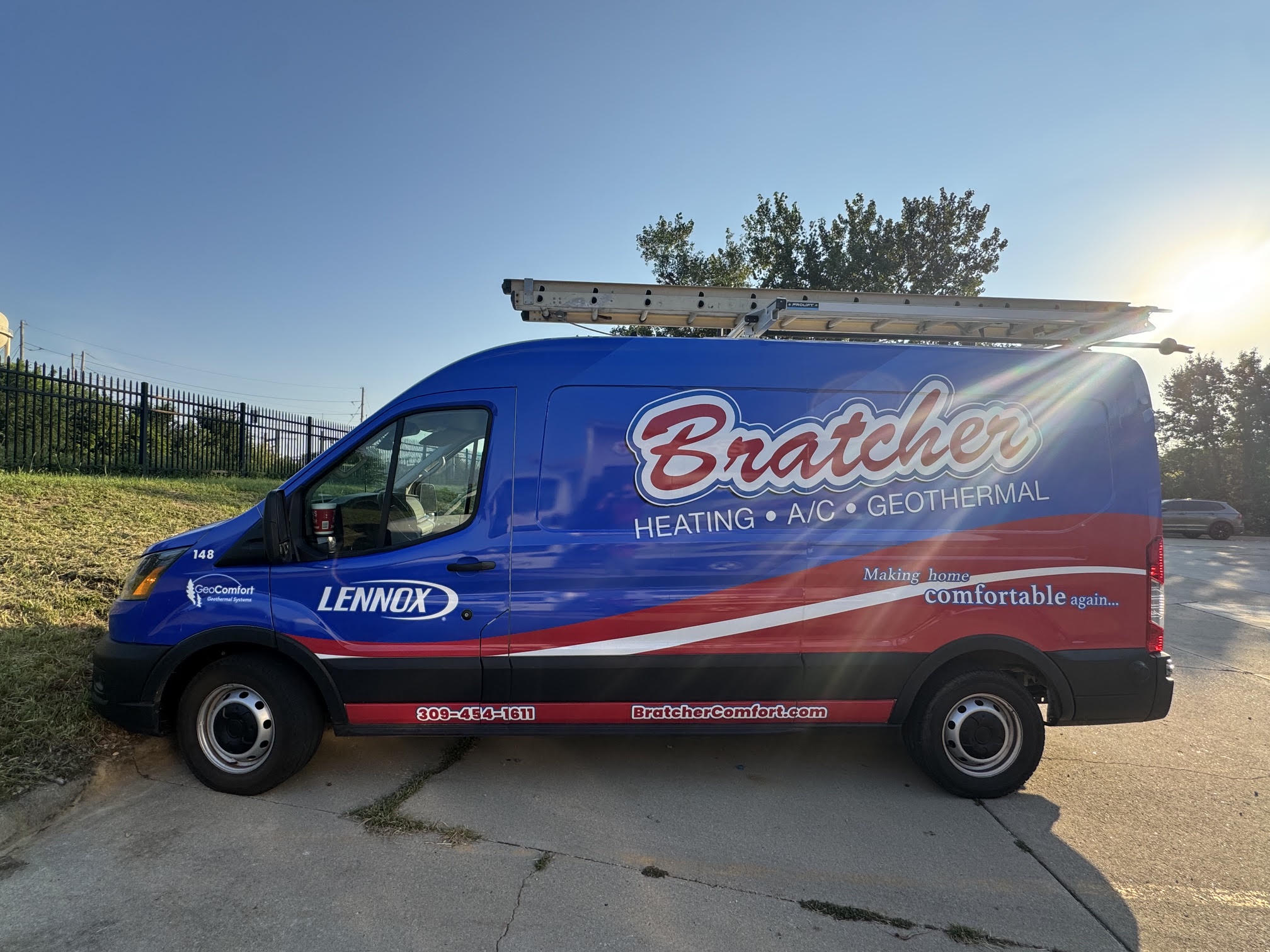 Before: Bratcher Heating & Air vehicle photograph showing the previous branding.