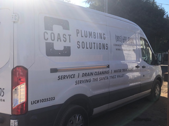 Before: original Coast Plumbing vehicle photograph.