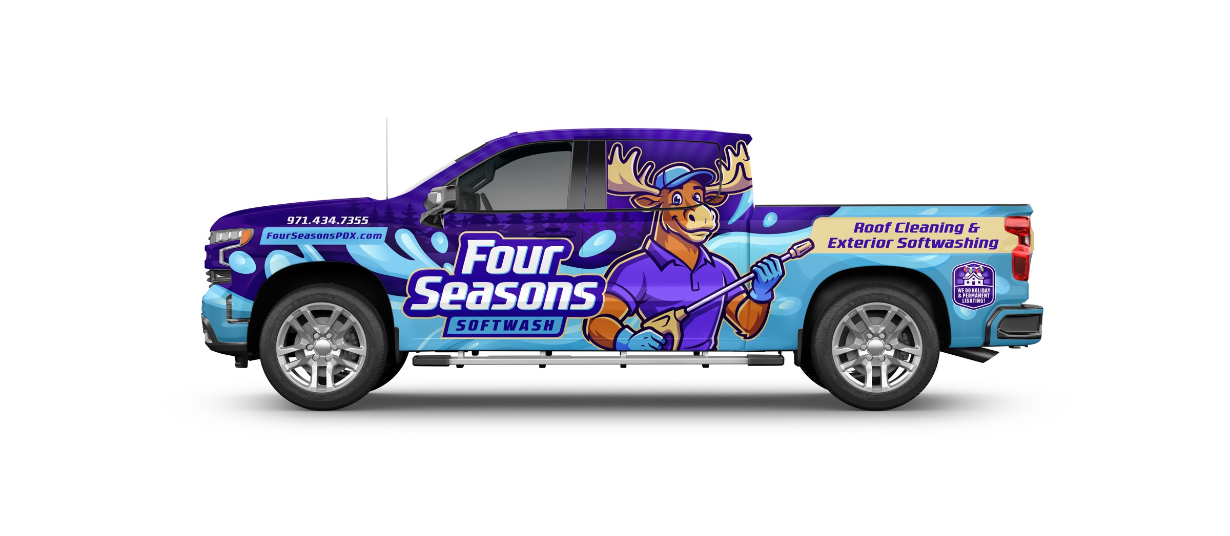 After: Four Seasons Softwash finished vehicle wrap mockup.