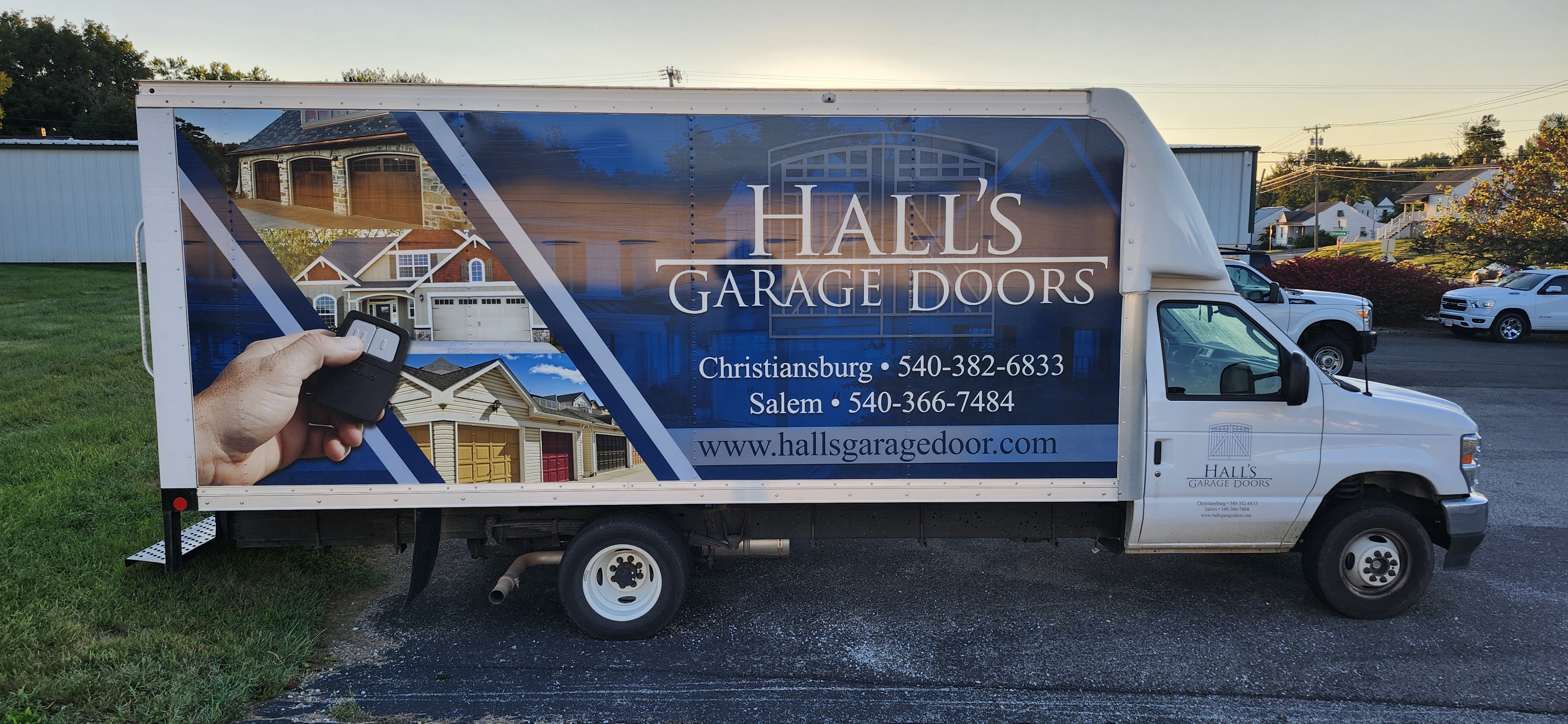 Before: original Halls Garage Doors vehicle photograph.