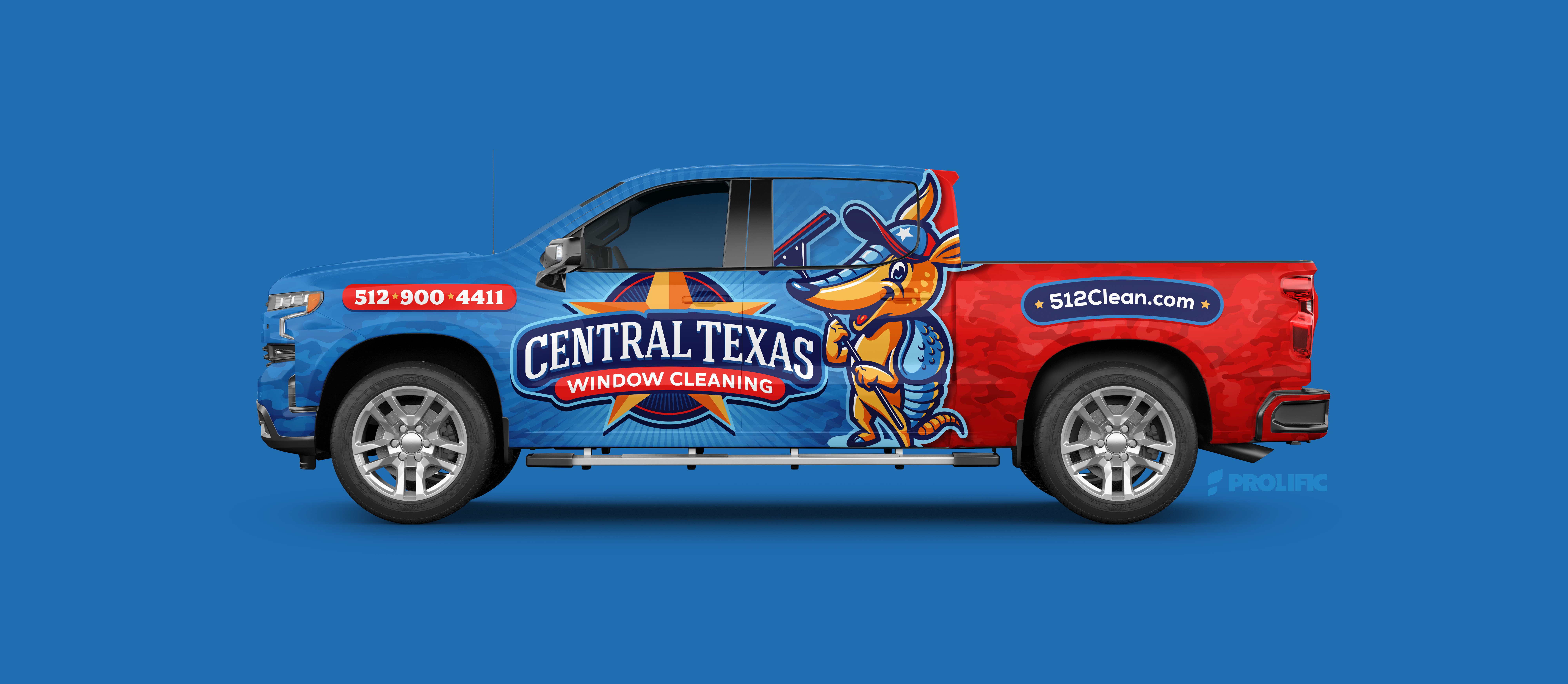 After: Central Texas Window Cleaning finished vehicle wrap mockup.