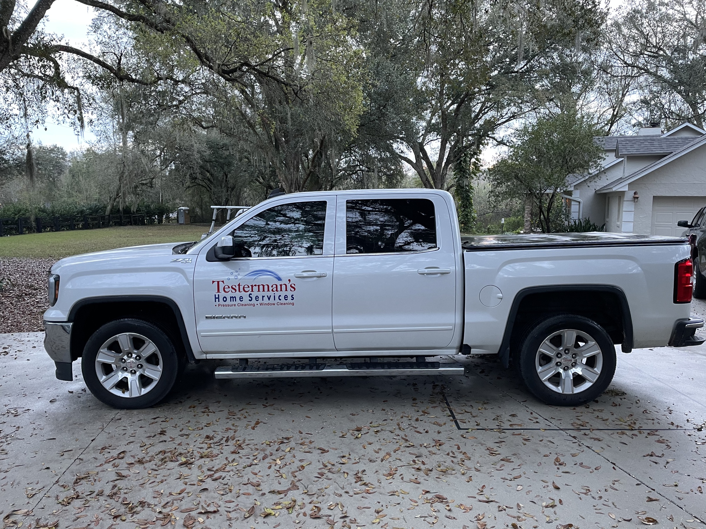 Before: original Testerman’s Home Services vehicle photograph.