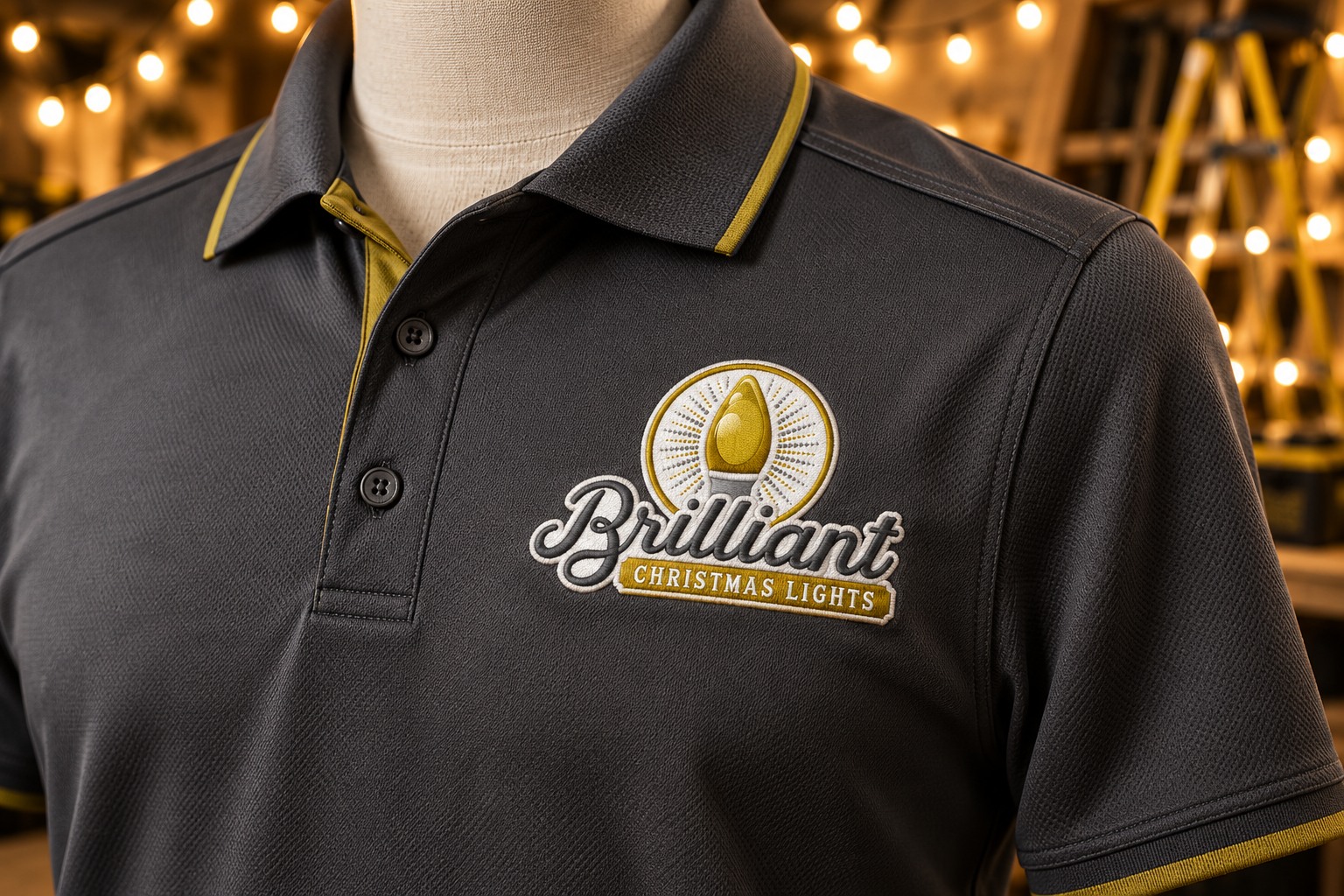 Brilliant Christmas Lights polo brand mockup