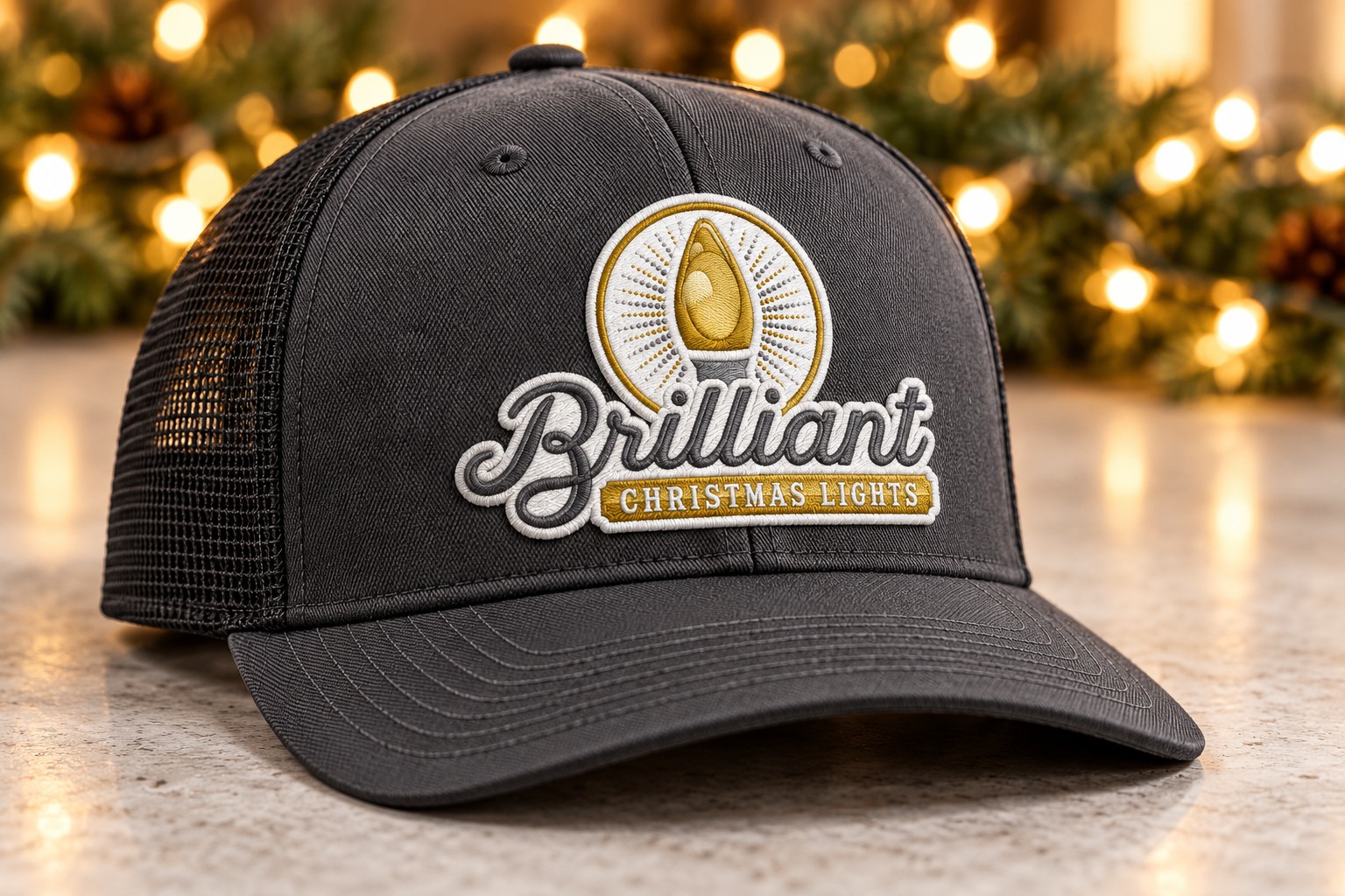 Brilliant Christmas Lights cap brand mockup