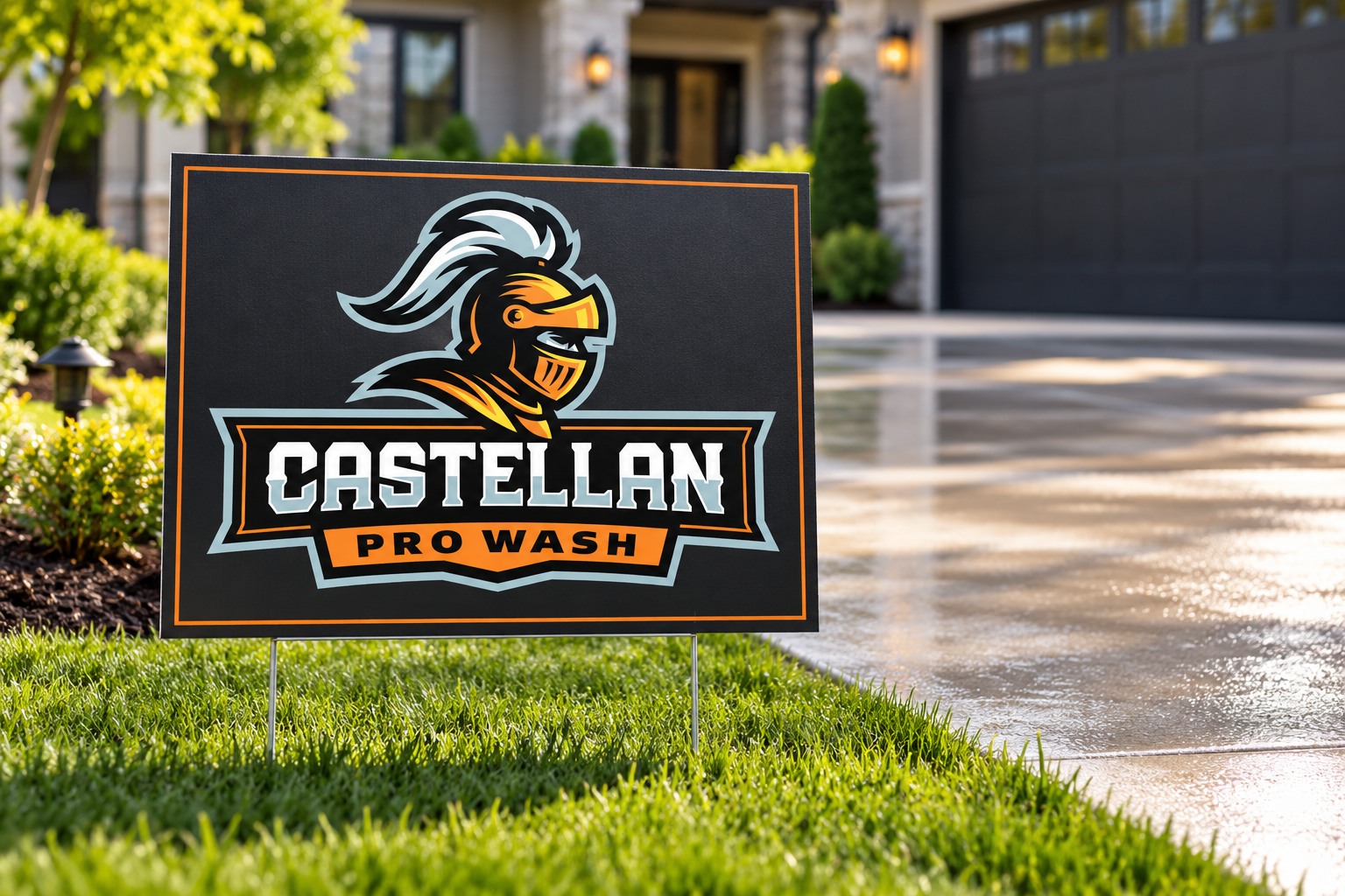 Castellan Pro Wash yard sign brand mockup