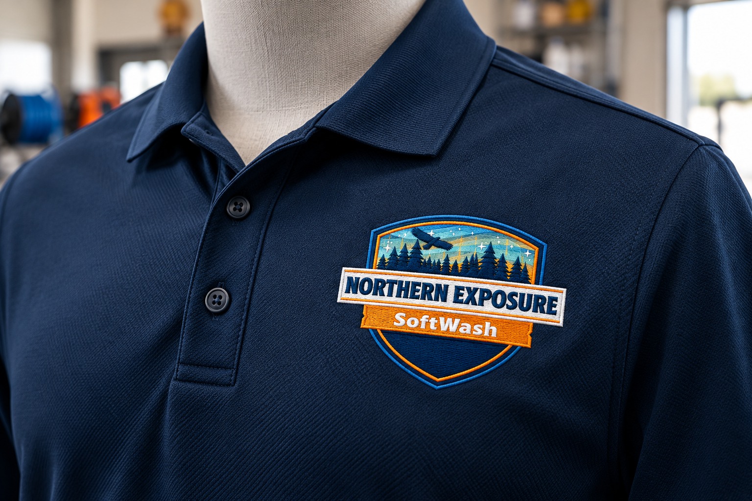 Northern Exposure Softwash polo brand mockup