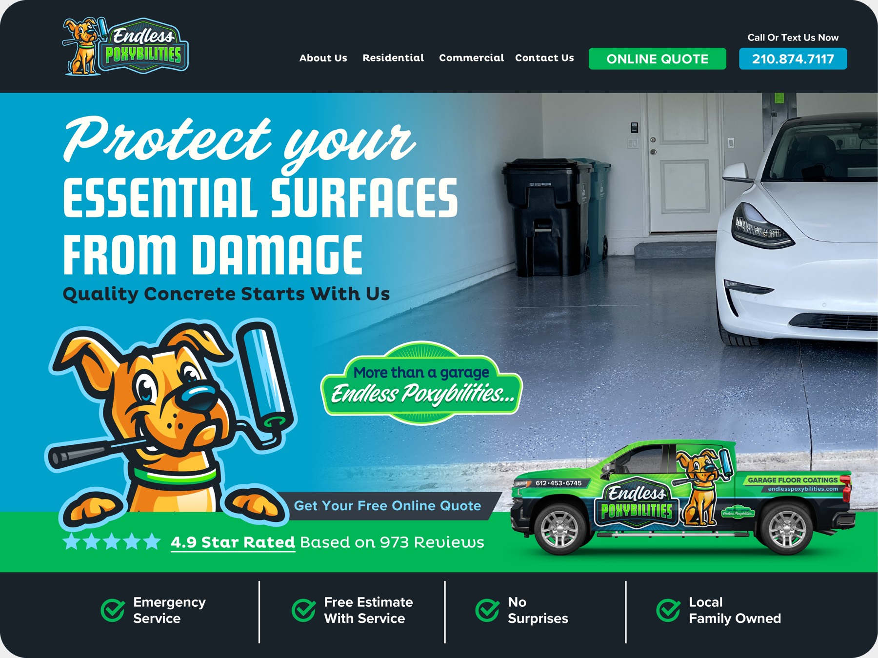 Endless Poxybilities original website design mockup.