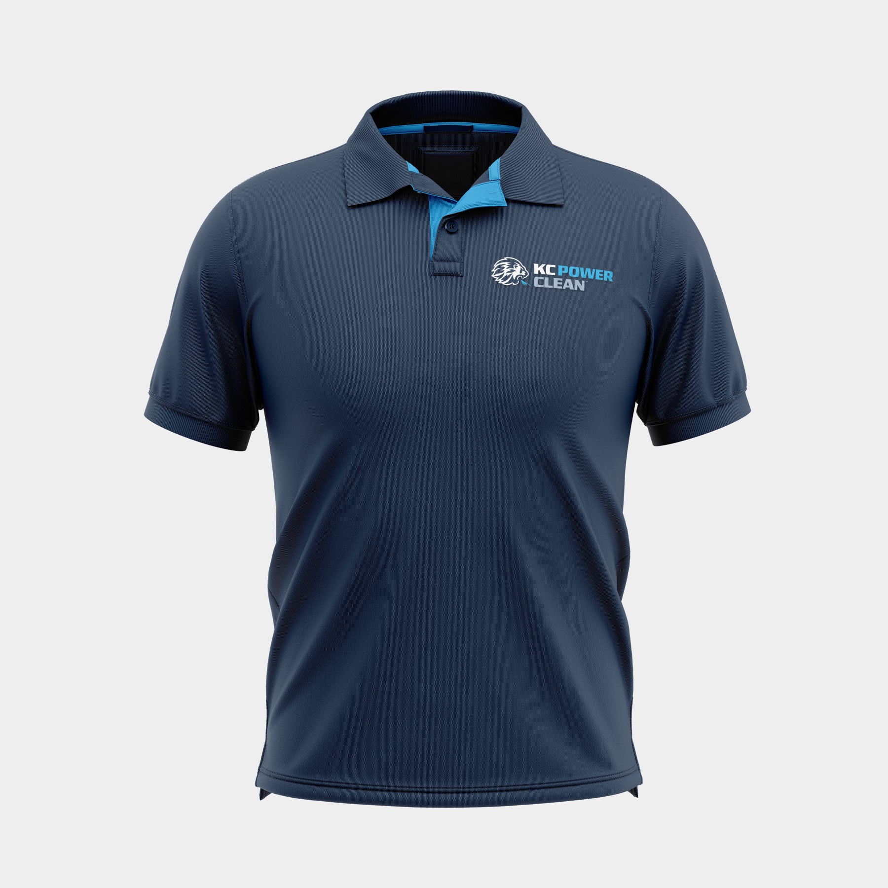Kc Power Clean original branded polo mockup.
