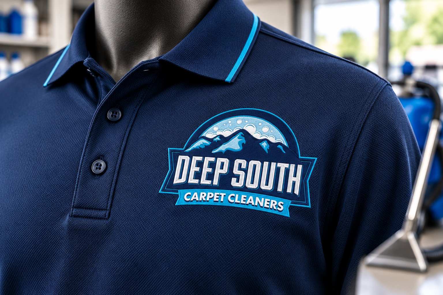 Deep South Carpet Cleaners polo brand mockup