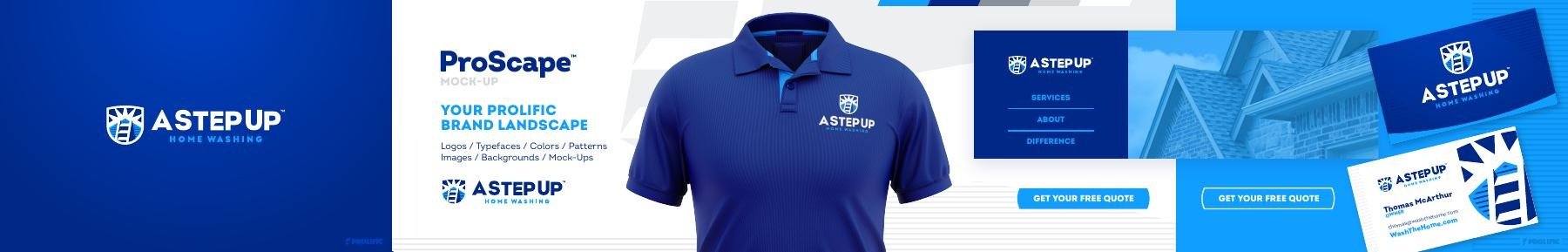 A Step Up Home Washing proscape brand mockup