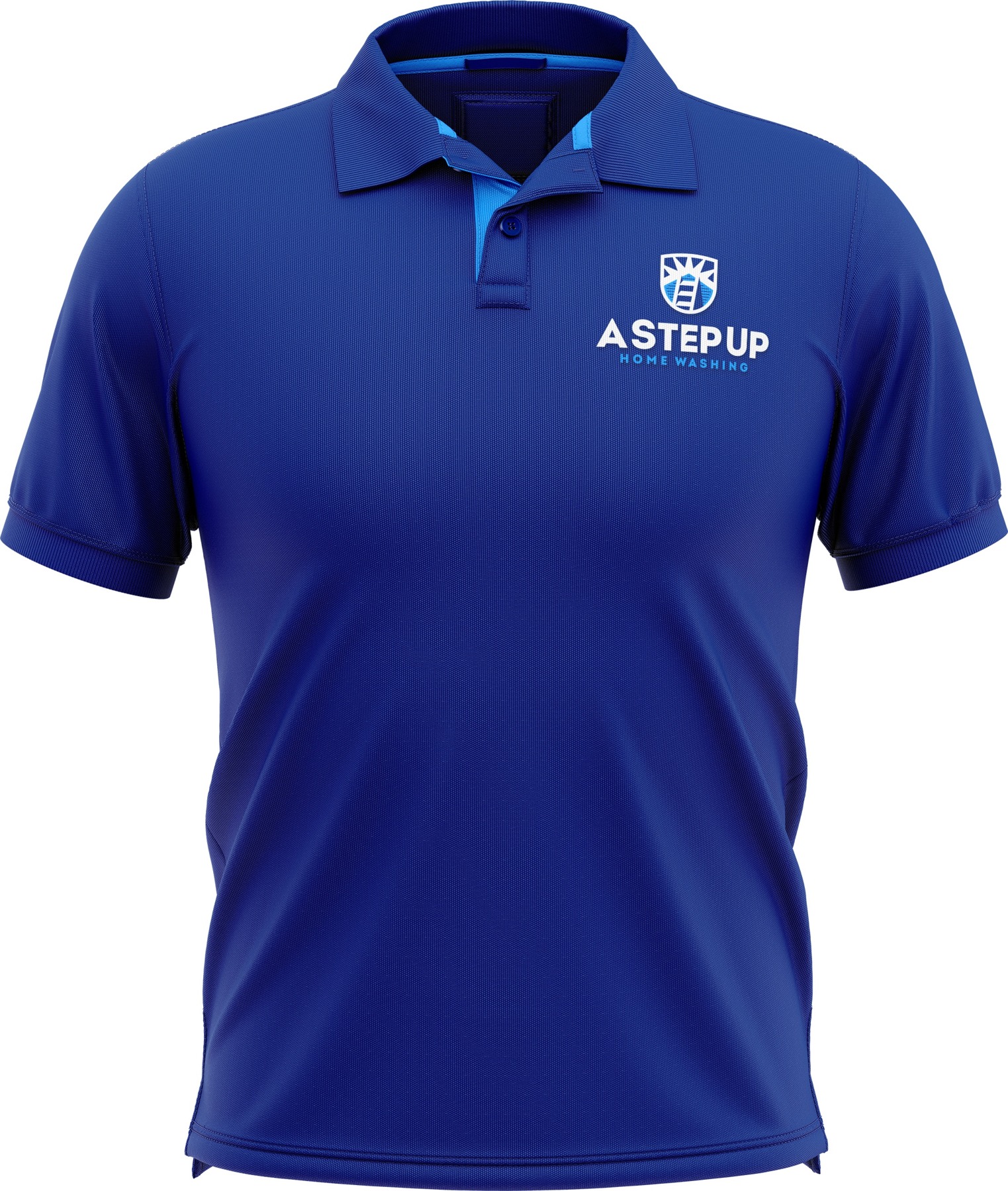A Step Up Home Washing polo brand mockup