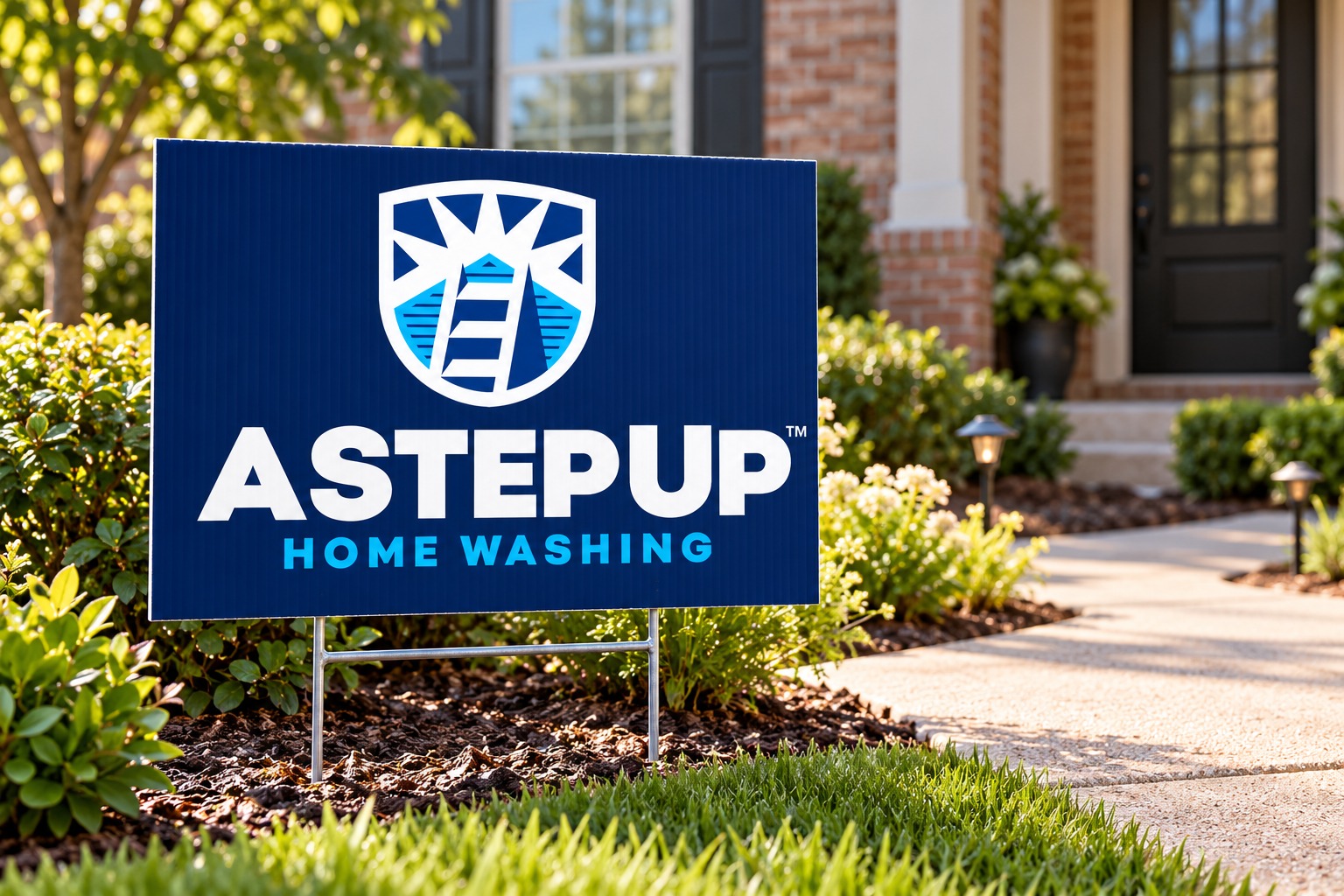 A Step Up Home Washing yard-sign brand mockup