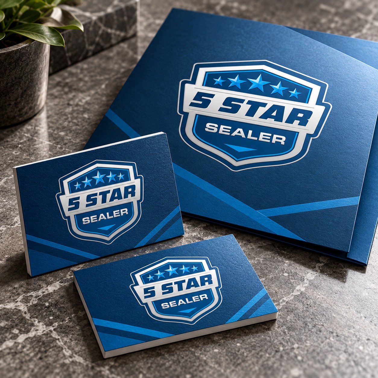 5 Star Sealer / Five Star Concrete Coatings stationery and business cards mockup