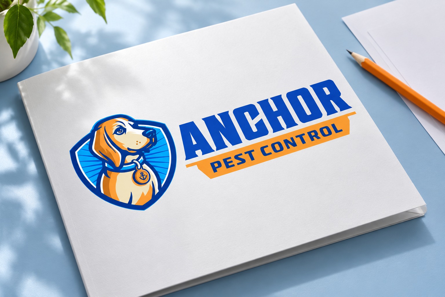 Anchor Pest Control presentation folder mockup.