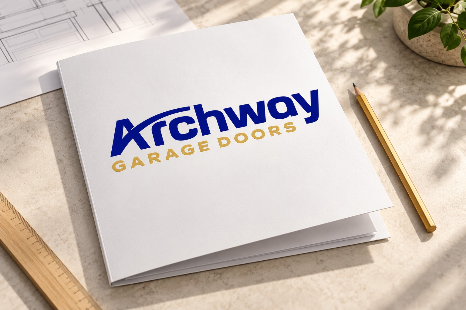 Archway Garage Doors presentation folder mockup.