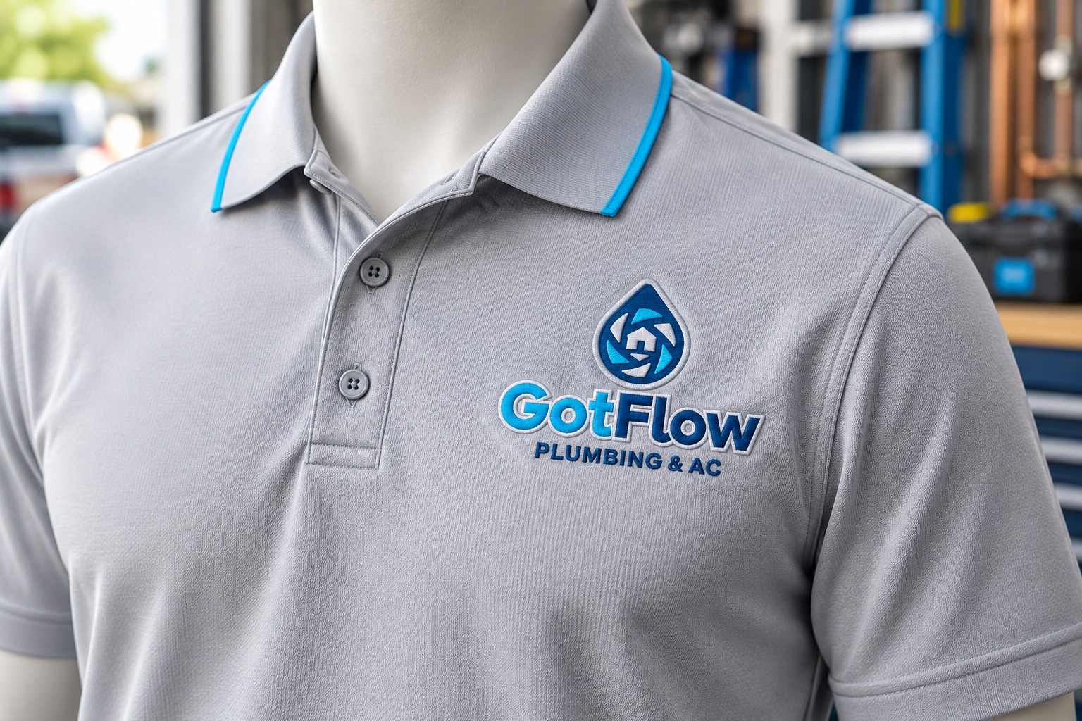 Got Flow embroidered polo mockup