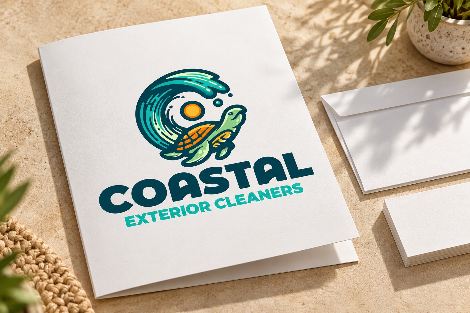 Coastal Exterior Cleaners presentation folder mockup.