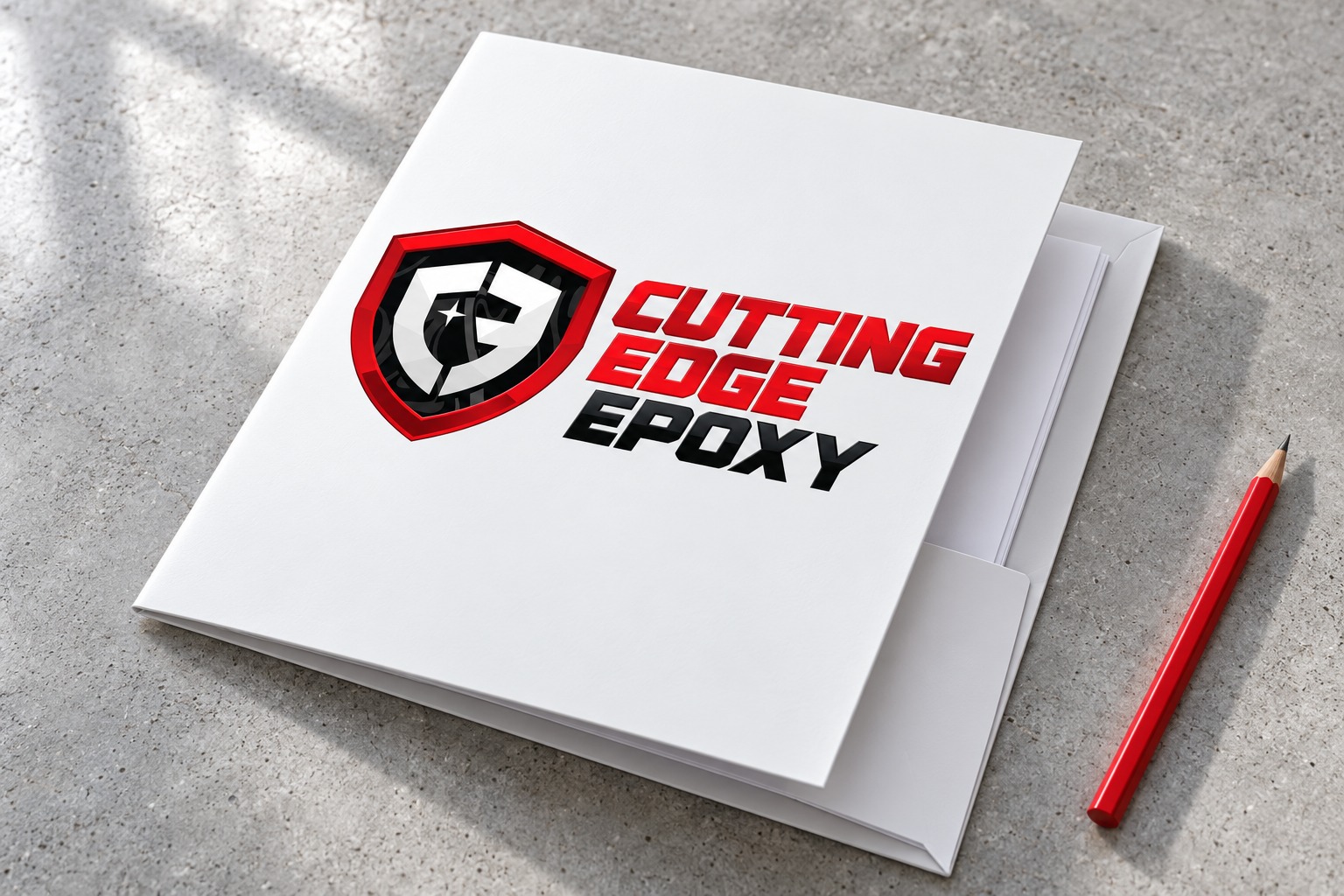 Cutting Edge Epoxy presentation folder mockup.