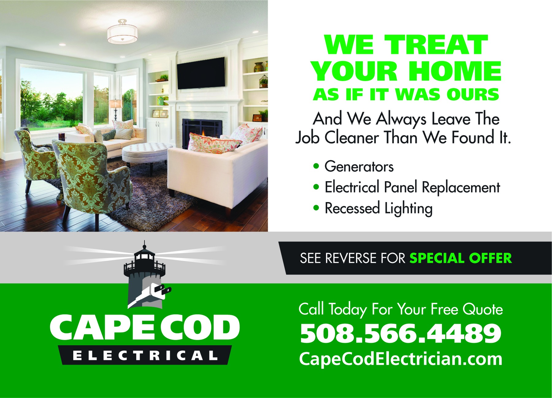 Cape Cod Electrical original approved postcard design.