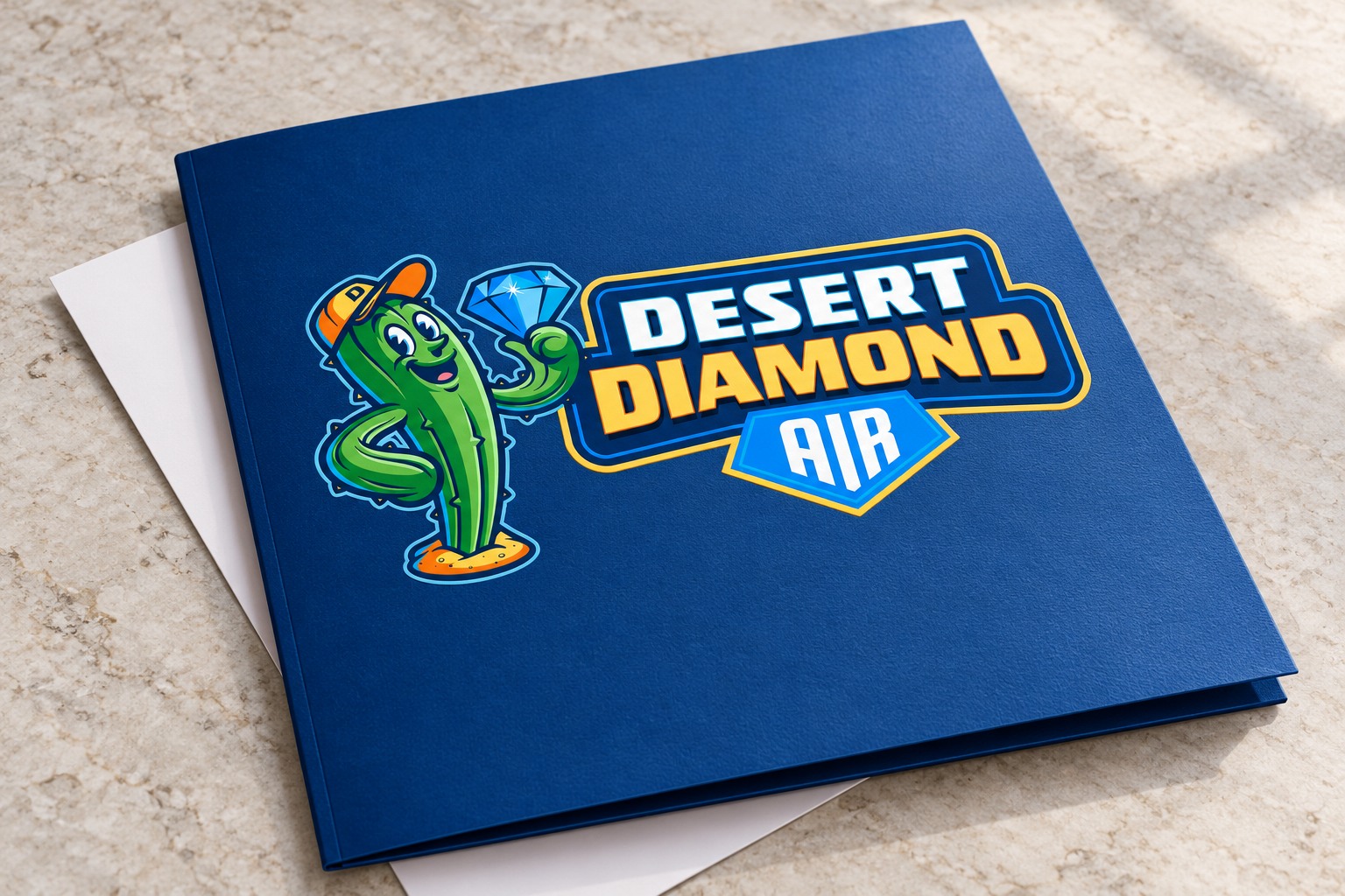 Desert Diamond Air branded folder concept mockup.