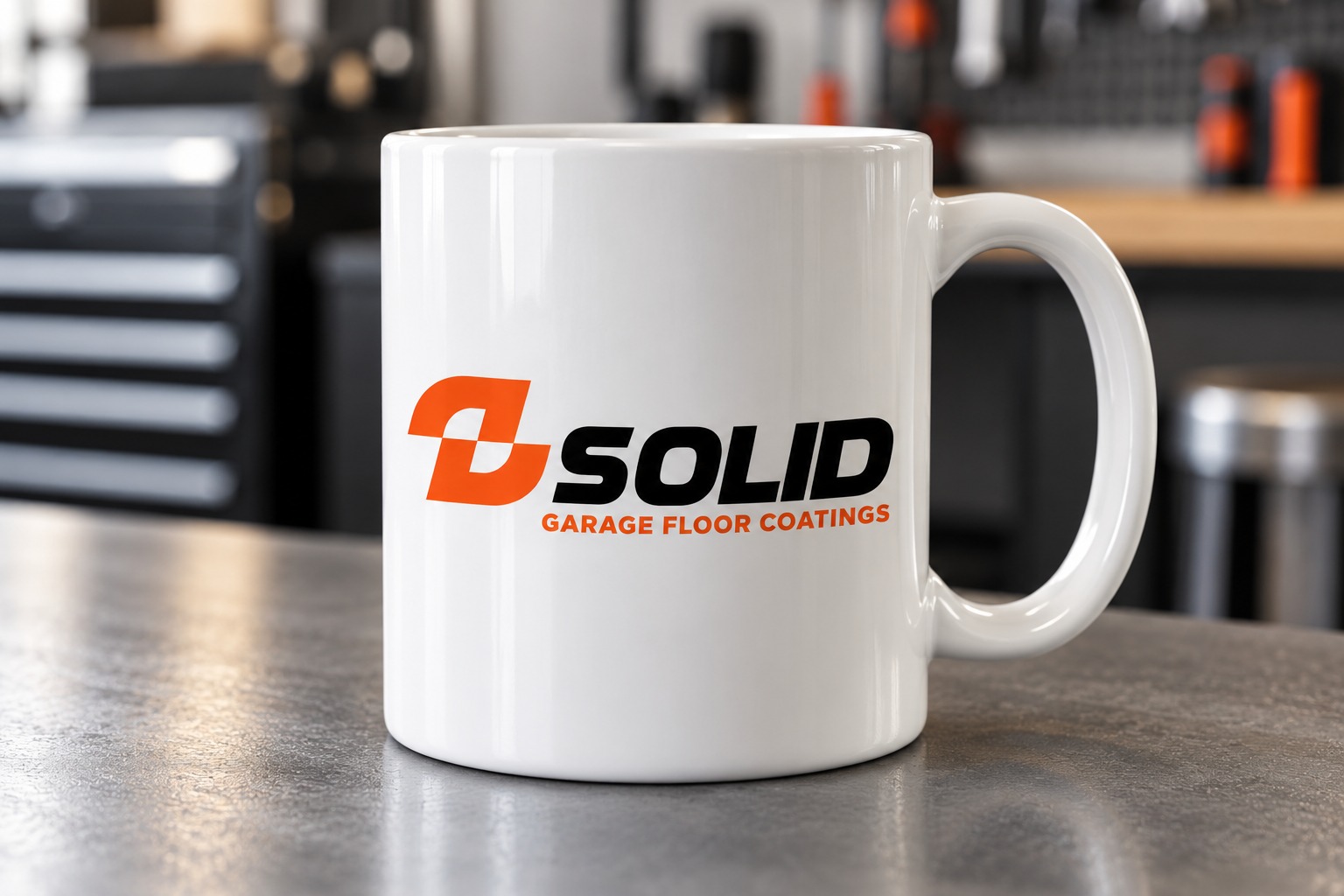 Solid Garage Floor Coatings ceramic mug mockup.