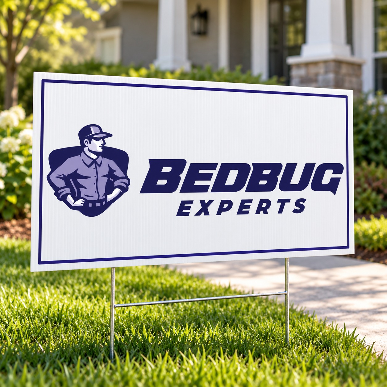 the bed bug expert sign concept mockup using original approved identity.