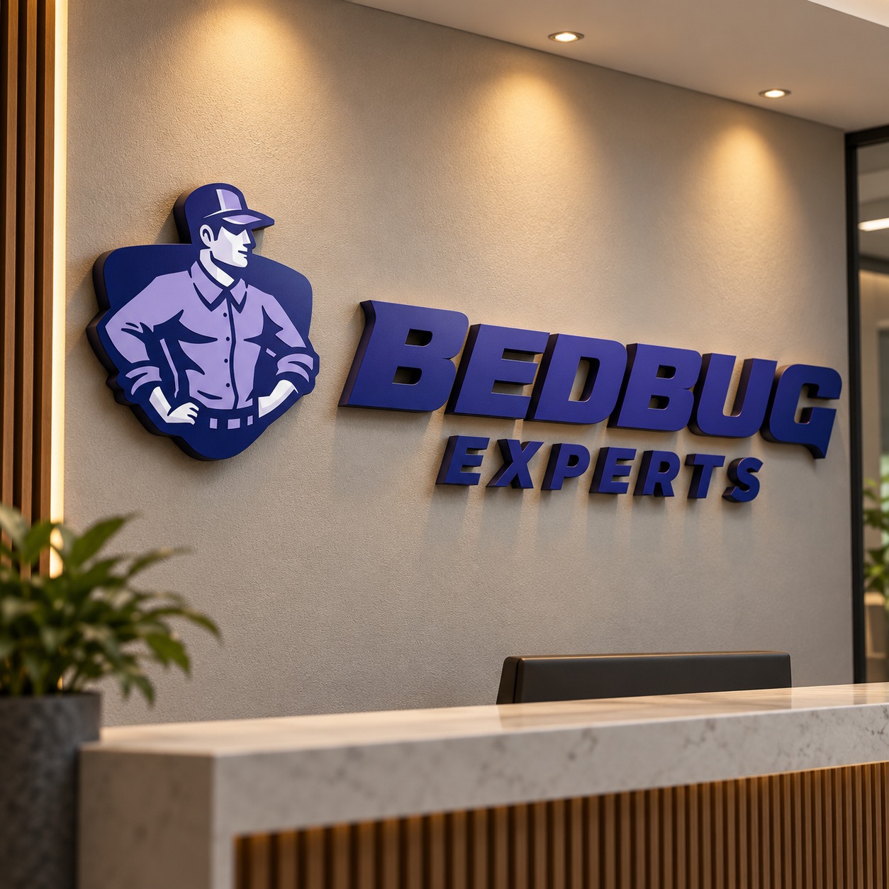 the bed bug expert wall concept mockup using original approved identity.