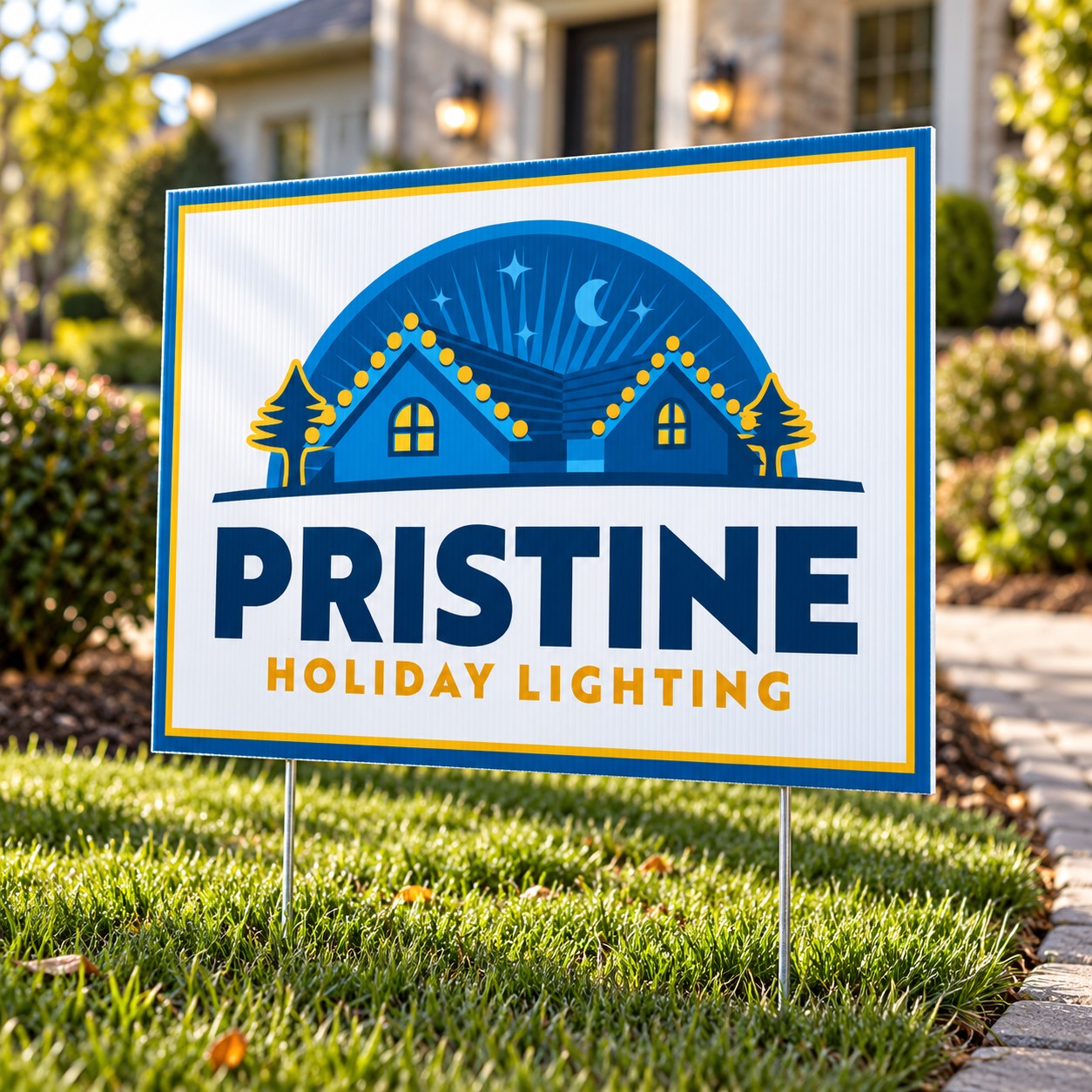 Pristine Holiday Lighting yard sign mockup