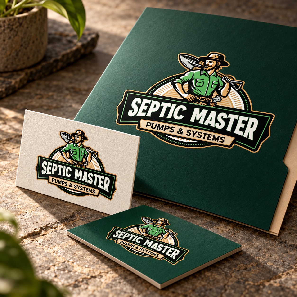 Septic Master stationery and business cards mockup