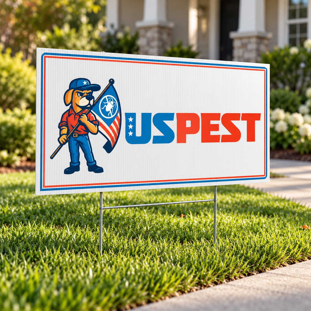 US Pest sign concept mockup using original approved identity.
