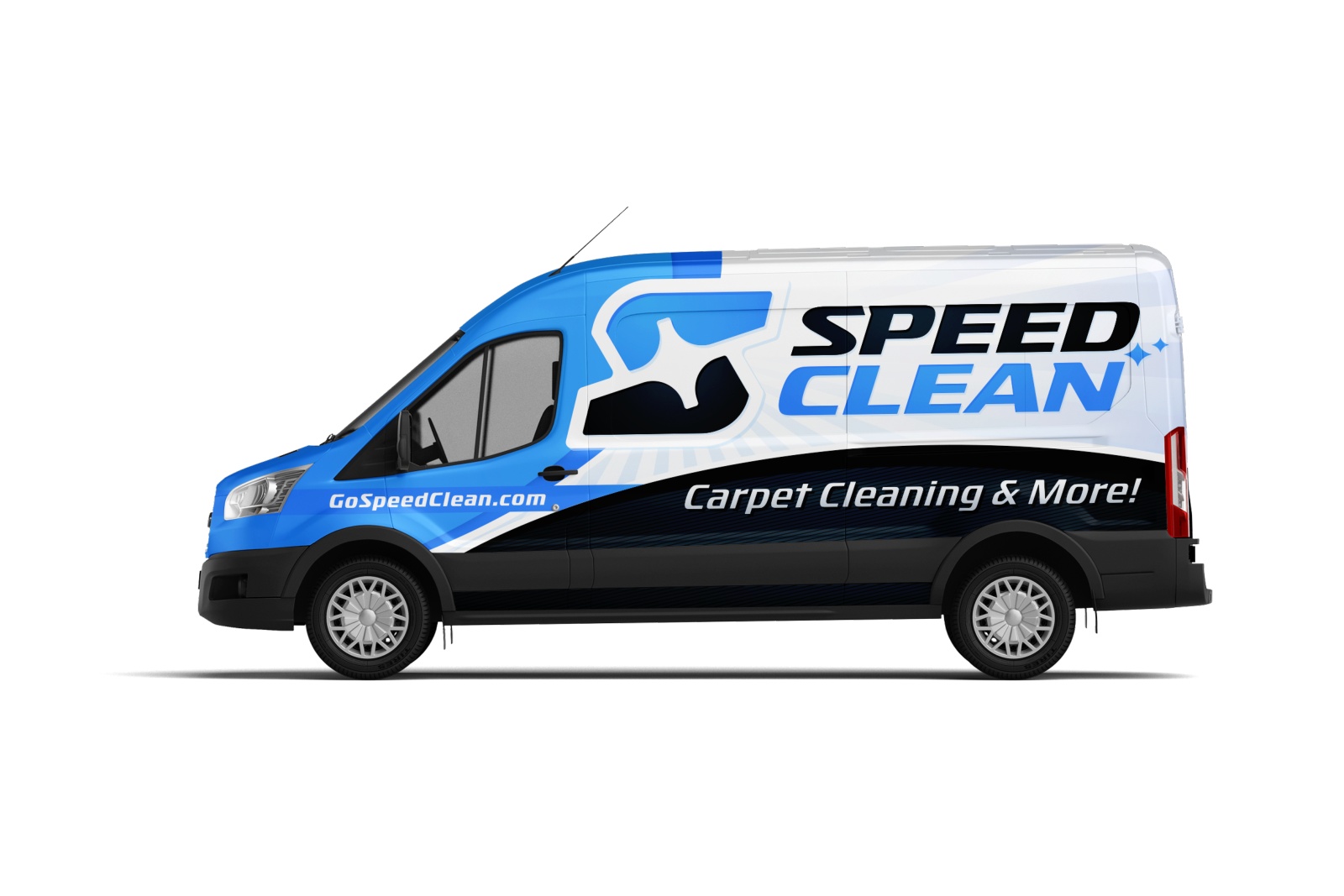 Speed Clean Services complete vehicle wrap mockup with generous framing
