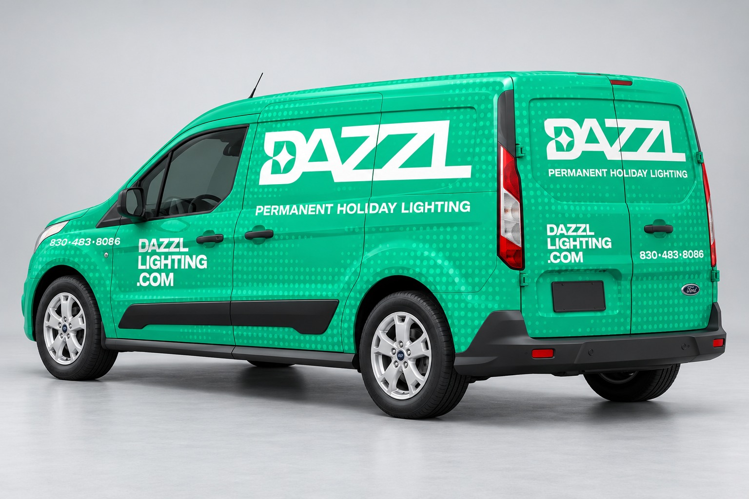 Dazzl Lighting photorealistic rear three-quarter vehicle wrap mockup
