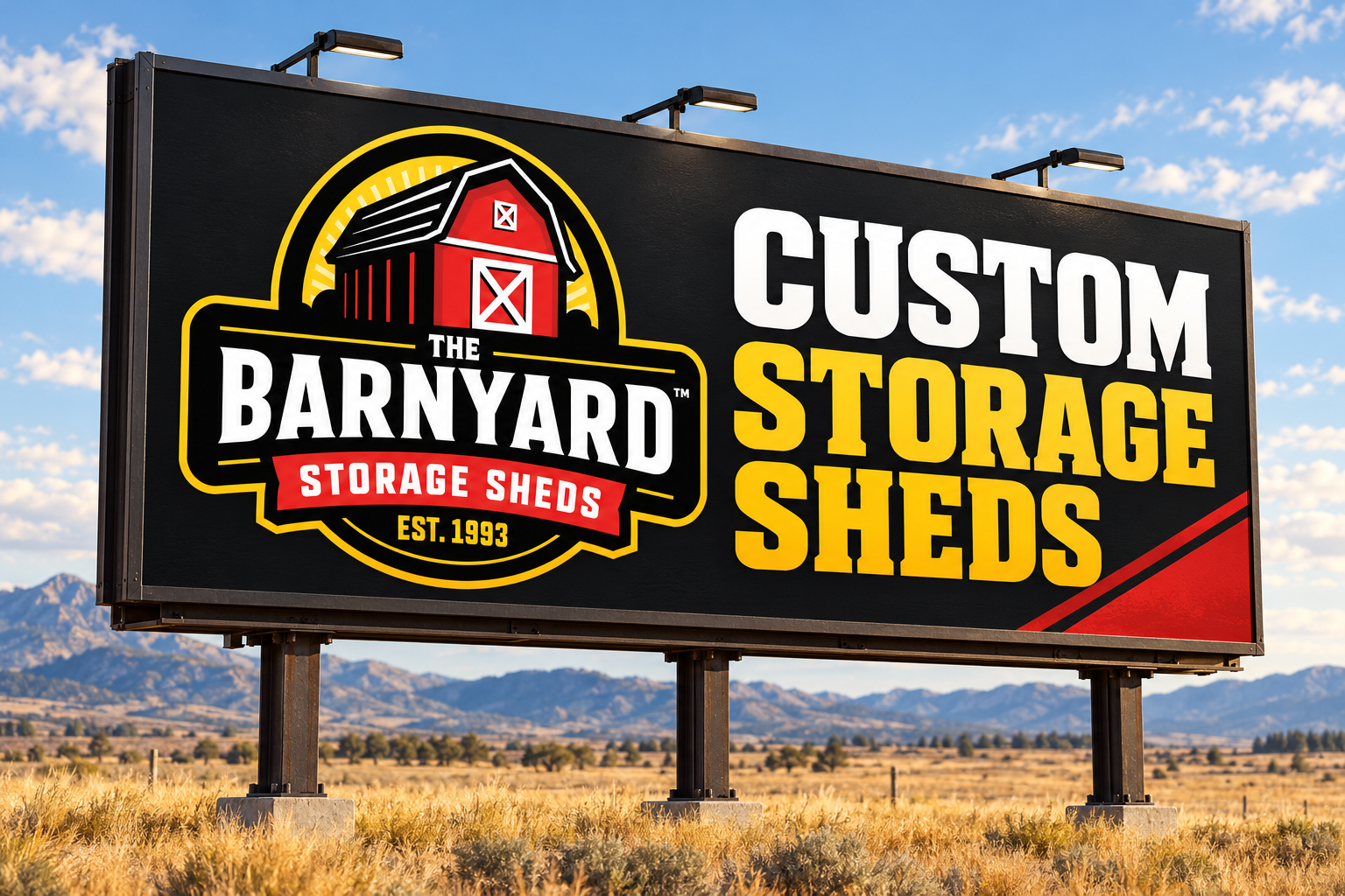 The Barnyard outdoor billboard brand mockup.