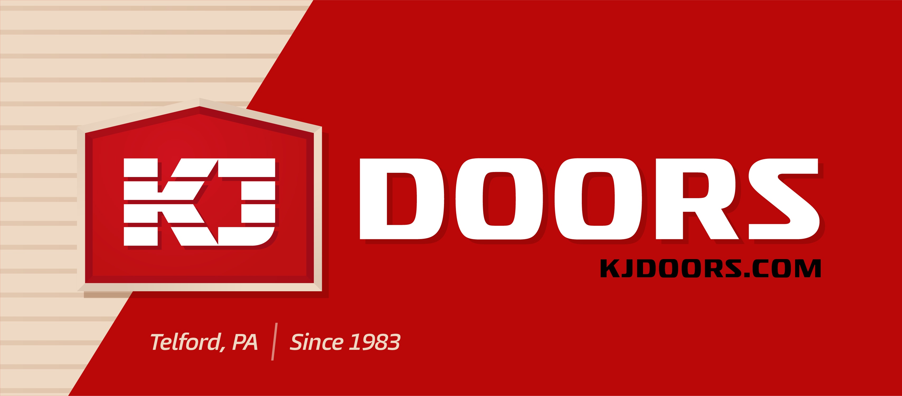KJ Doors original approved social media header design.