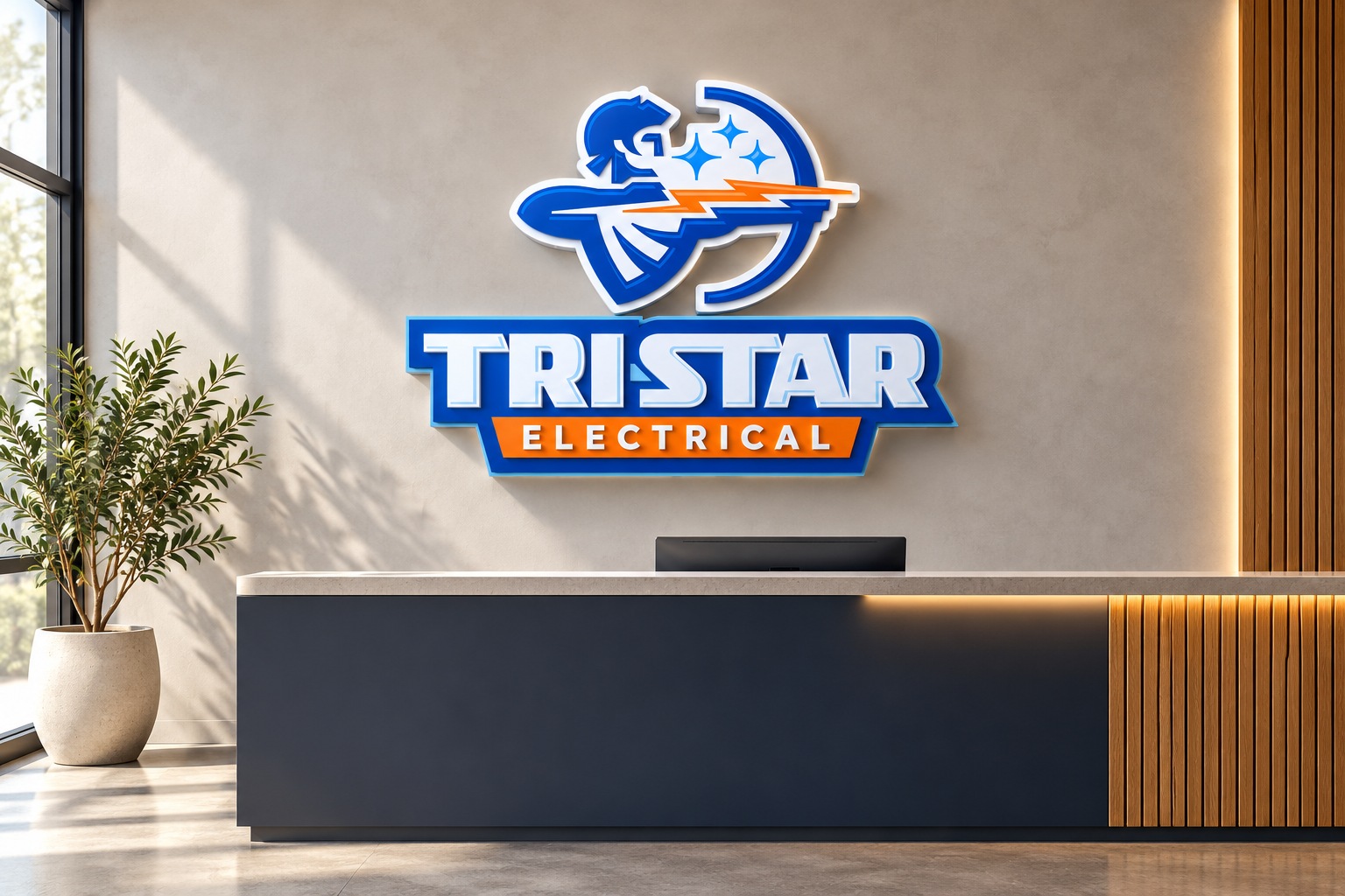 Tri Star Electrical (Julia) reception signage concept.