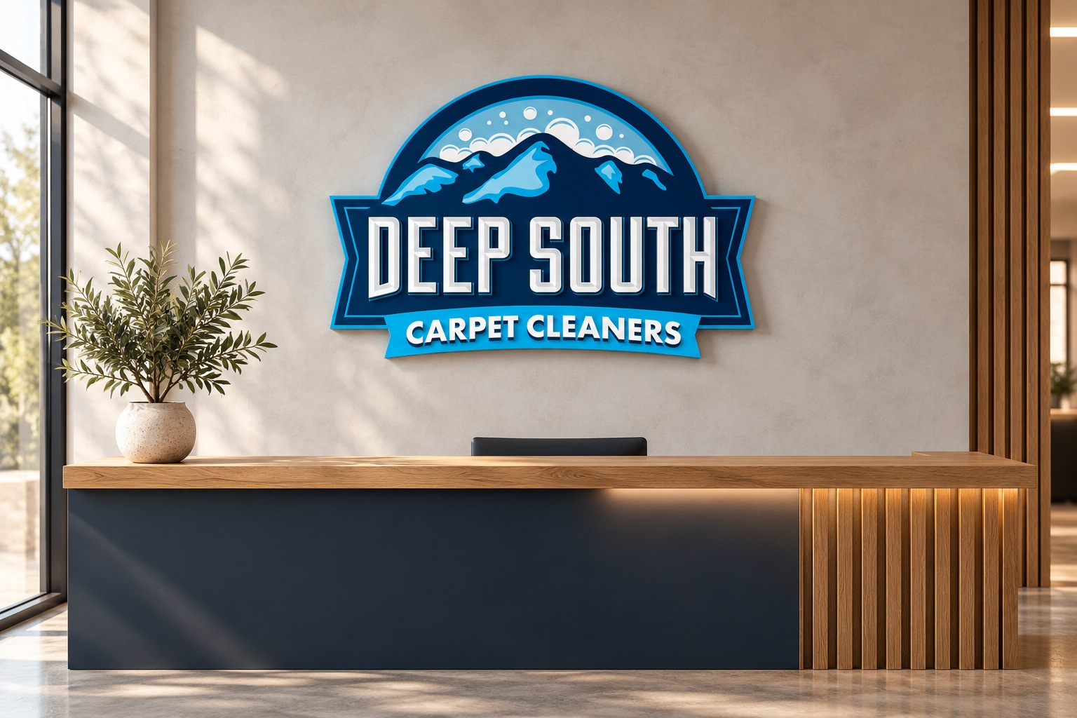 Deep South Carpet Cleaners reception signage concept.
