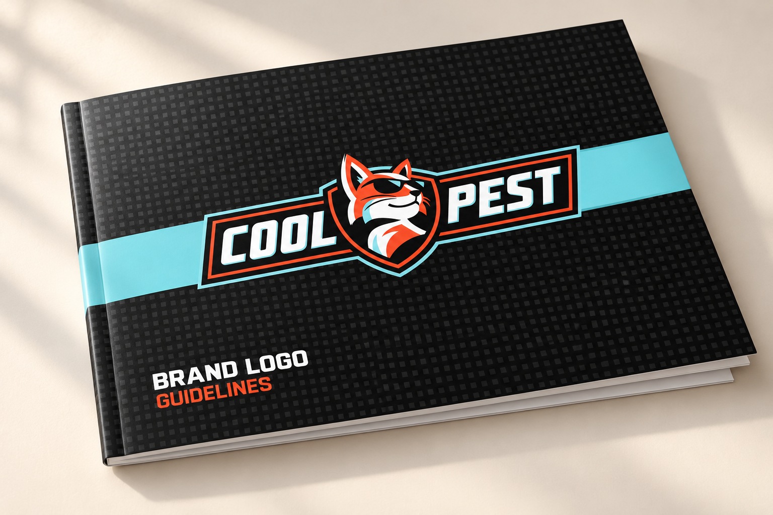 Cool Pest brand guidelines booklet mockup using original approved cover.