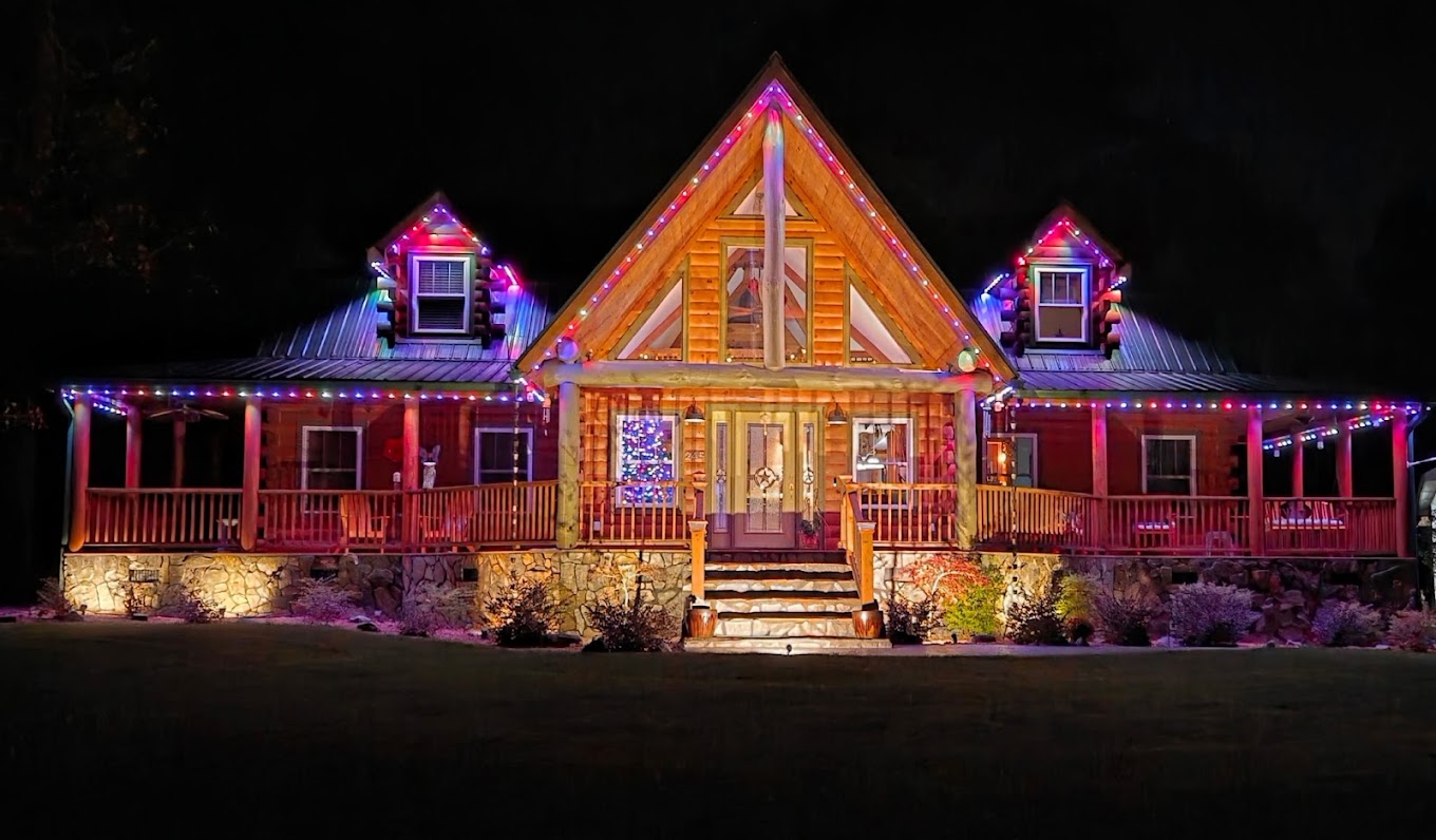 Marvelous Lights original nighttime photograph of completed colorful architectural lighting