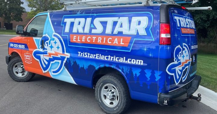 Tri Star Electrical (Julia) — installed electrical-service van wrap.